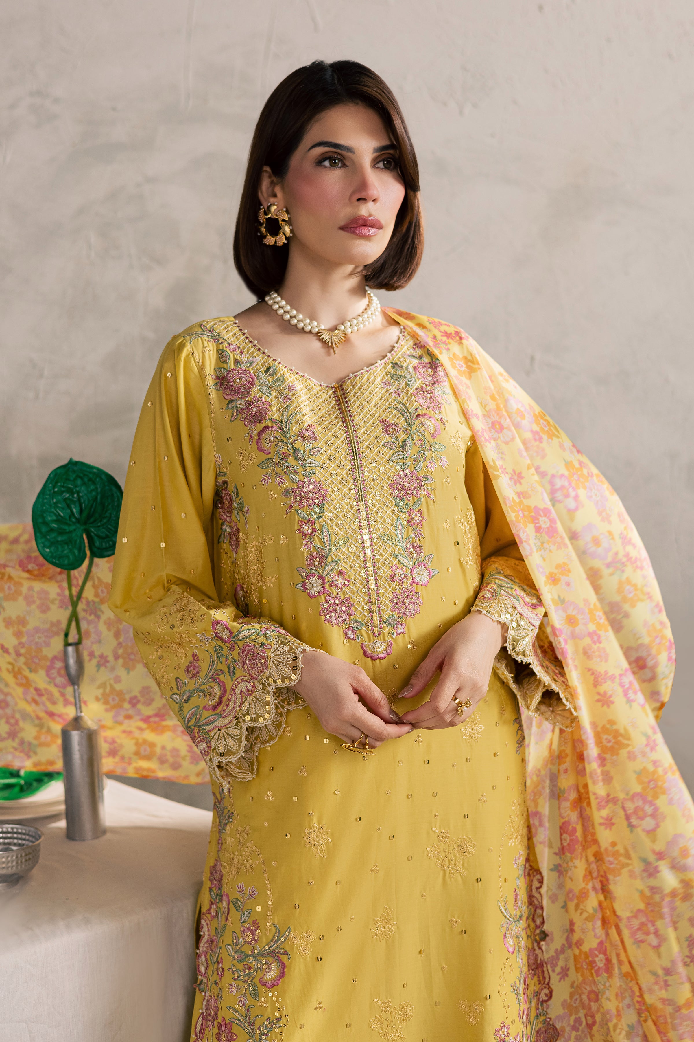 Her Soul 3Pc - Festive Embroidered Lawn BATIKEID2026 BATIK XS / Lemon Yellow / Pima Lawn-S / Lemon Yellow / Pima Lawn-M / Lemon Yellow / Pima Lawn-L / Lemon Yellow / Pima Lawn-XL / Lemon Yellow / Pima Lawn