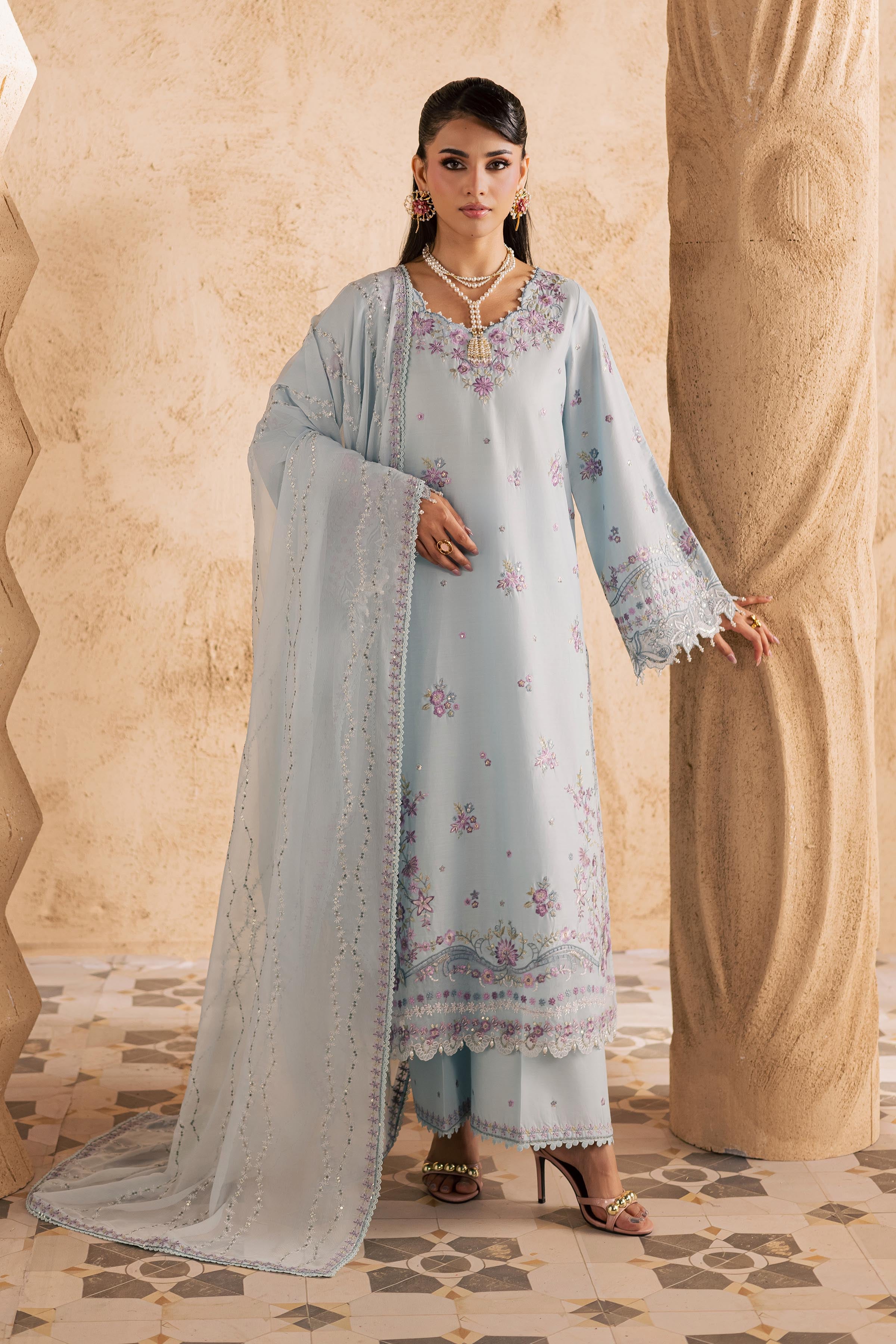 Ice 3Pc - Embroidered Festive Pret BATIKSS26 BATIK XS / Baby Blue / Giza-S / Baby Blue / Giza-M / Baby Blue / Giza-L / Baby Blue / Giza-XL / Baby Blue / Giza