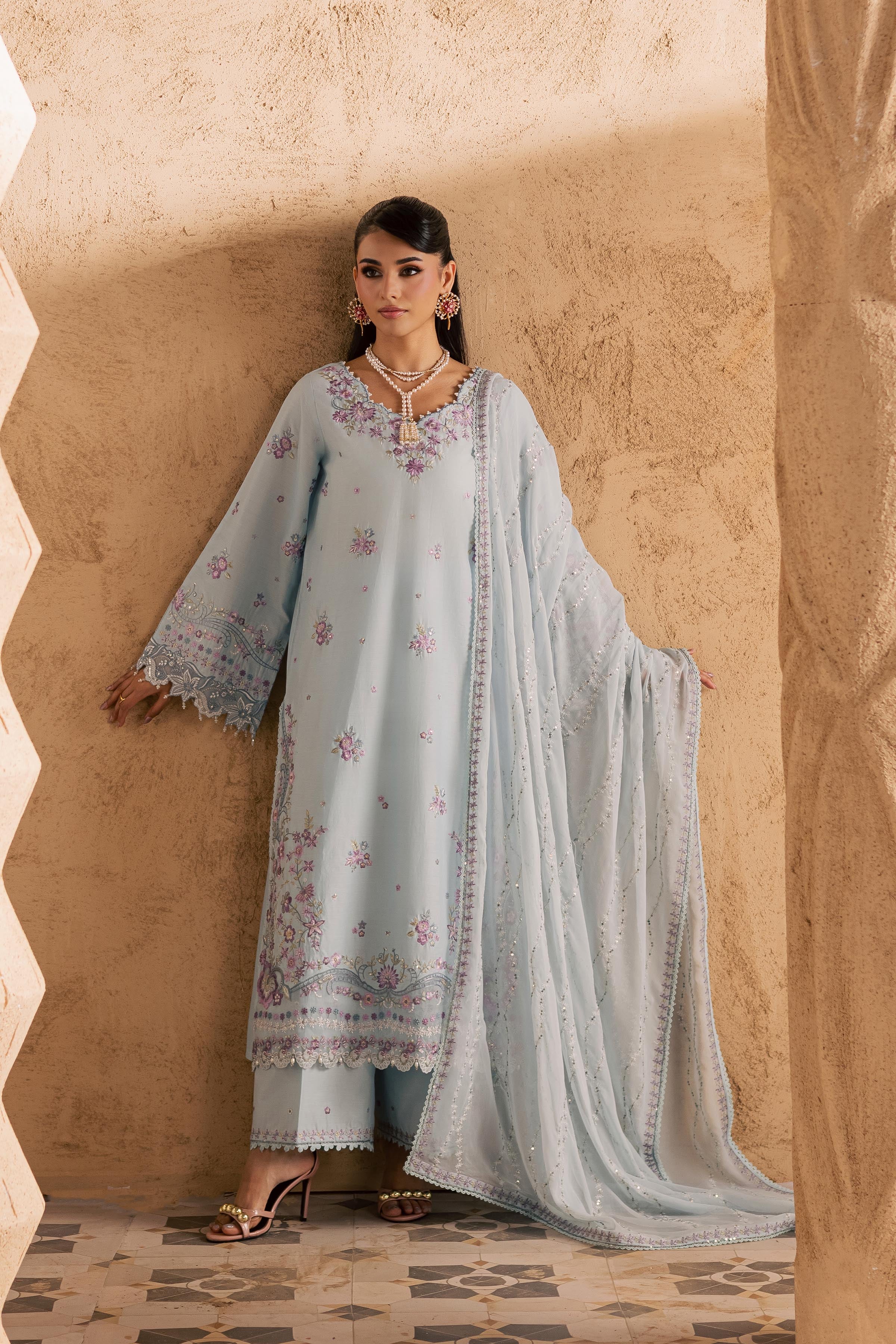 Ice 3Pc - Embroidered Festive Pret BATIKSS26 BATIK XS / Baby Blue / Giza-S / Baby Blue / Giza-M / Baby Blue / Giza-L / Baby Blue / Giza-XL / Baby Blue / Giza