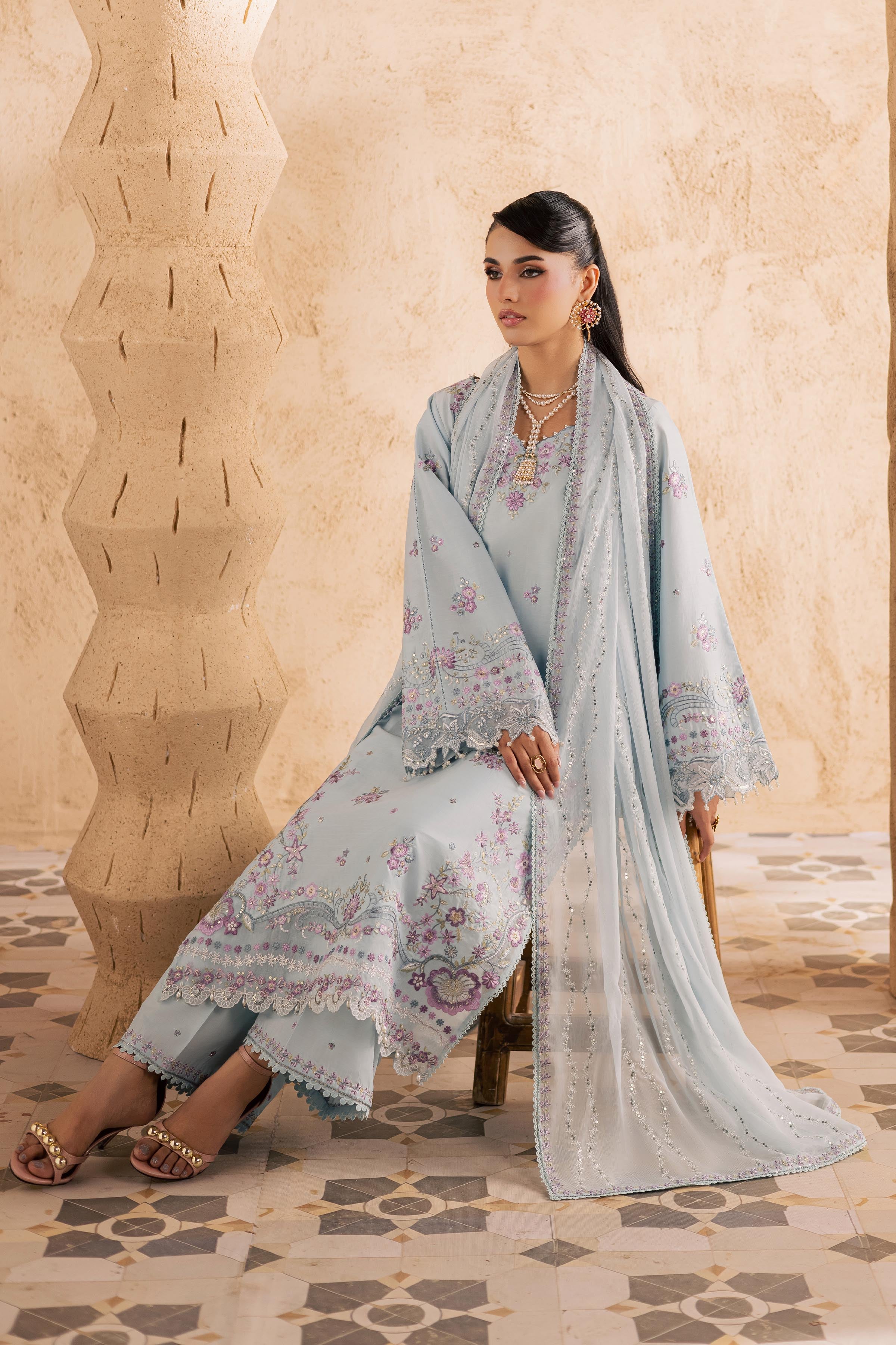 Ice 3Pc - Embroidered Festive Pret BATIKSS26 BATIK XS / Baby Blue / Giza-S / Baby Blue / Giza-M / Baby Blue / Giza-L / Baby Blue / Giza-XL / Baby Blue / Giza