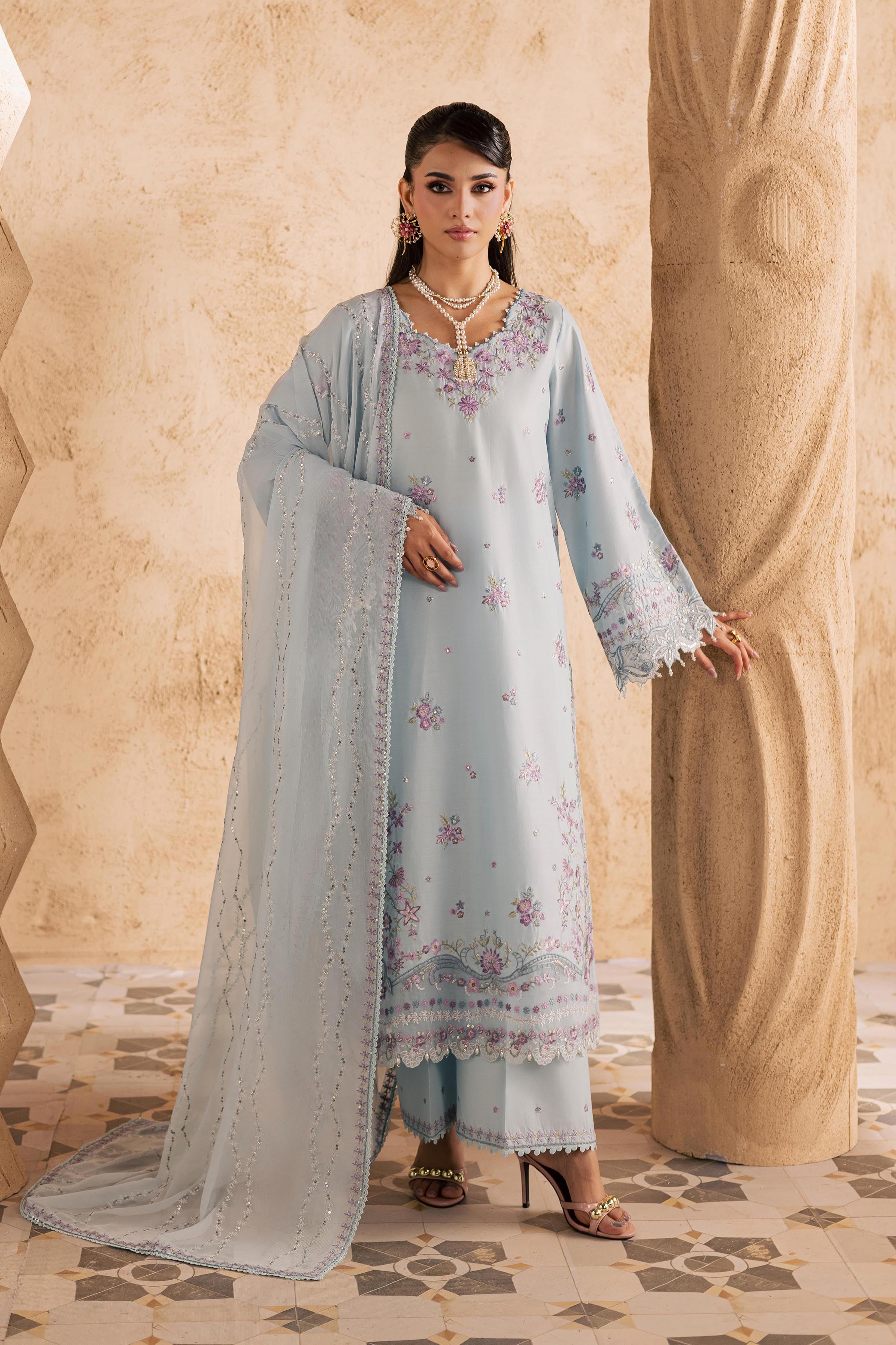 Ice 3Pc - Embroidered Festive Pret BATIKSS26 BATIK XS / Baby Blue / Giza-S / Baby Blue / Giza-M / Baby Blue / Giza-L / Baby Blue / Giza-XL / Baby Blue / Giza