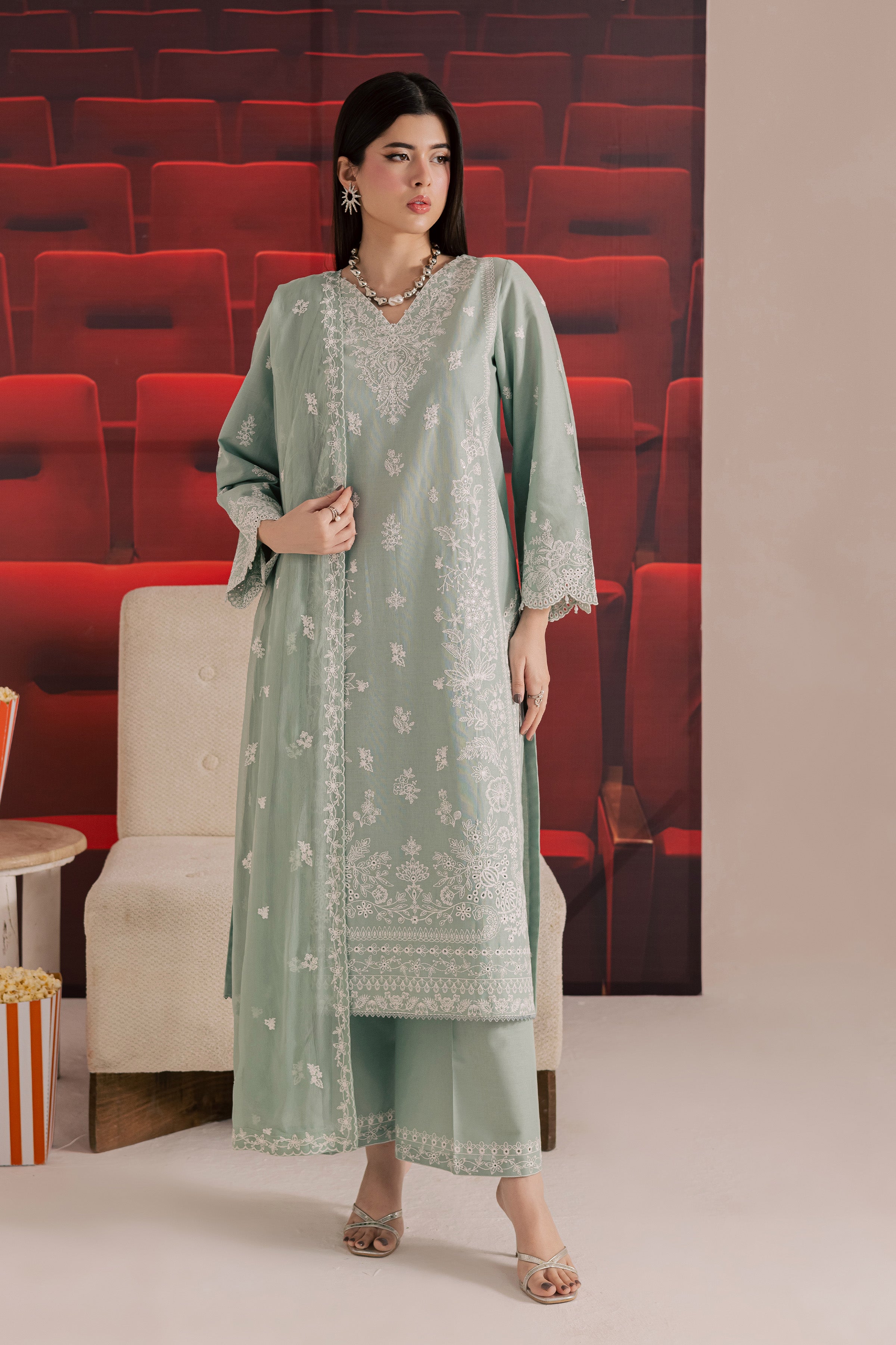 Ice Charm 3Pc - Embroidered Khaddar Dress BATIK WINTER PRET 2025 BATIK XS / Ice Blue / Khaddar-S / Ice Blue / Khaddar-M / Ice Blue / Khaddar-L / Ice Blue / Khaddar-XL / Ice Blue / Khaddar