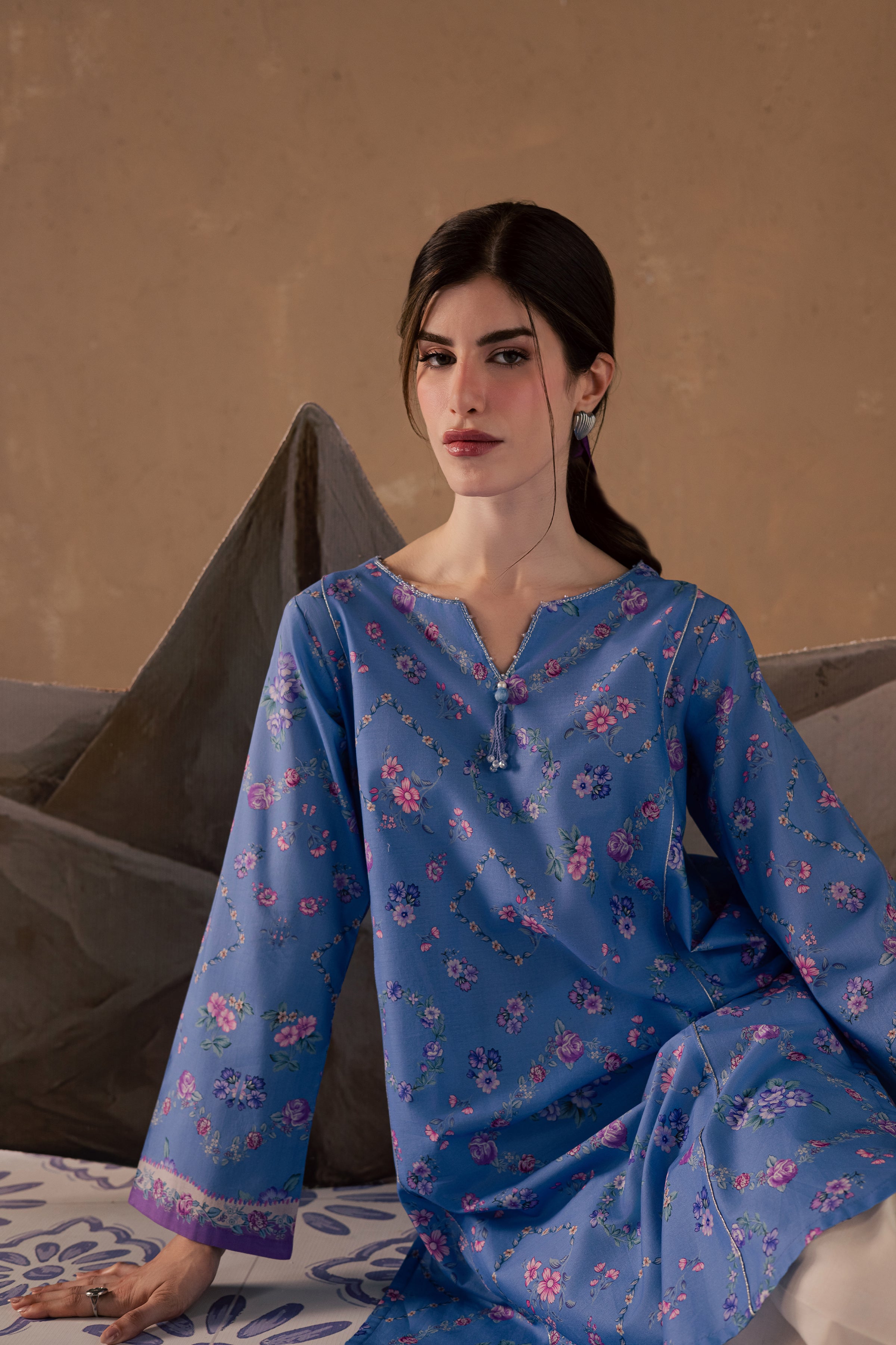 Iris Mel 2Pc - Printed Lawn Dress BATIKSS26 BATIK XS / Blue / Lawn-S / Blue / Lawn-M / Blue / Lawn-L / Blue / Lawn-XL / Blue / Lawn