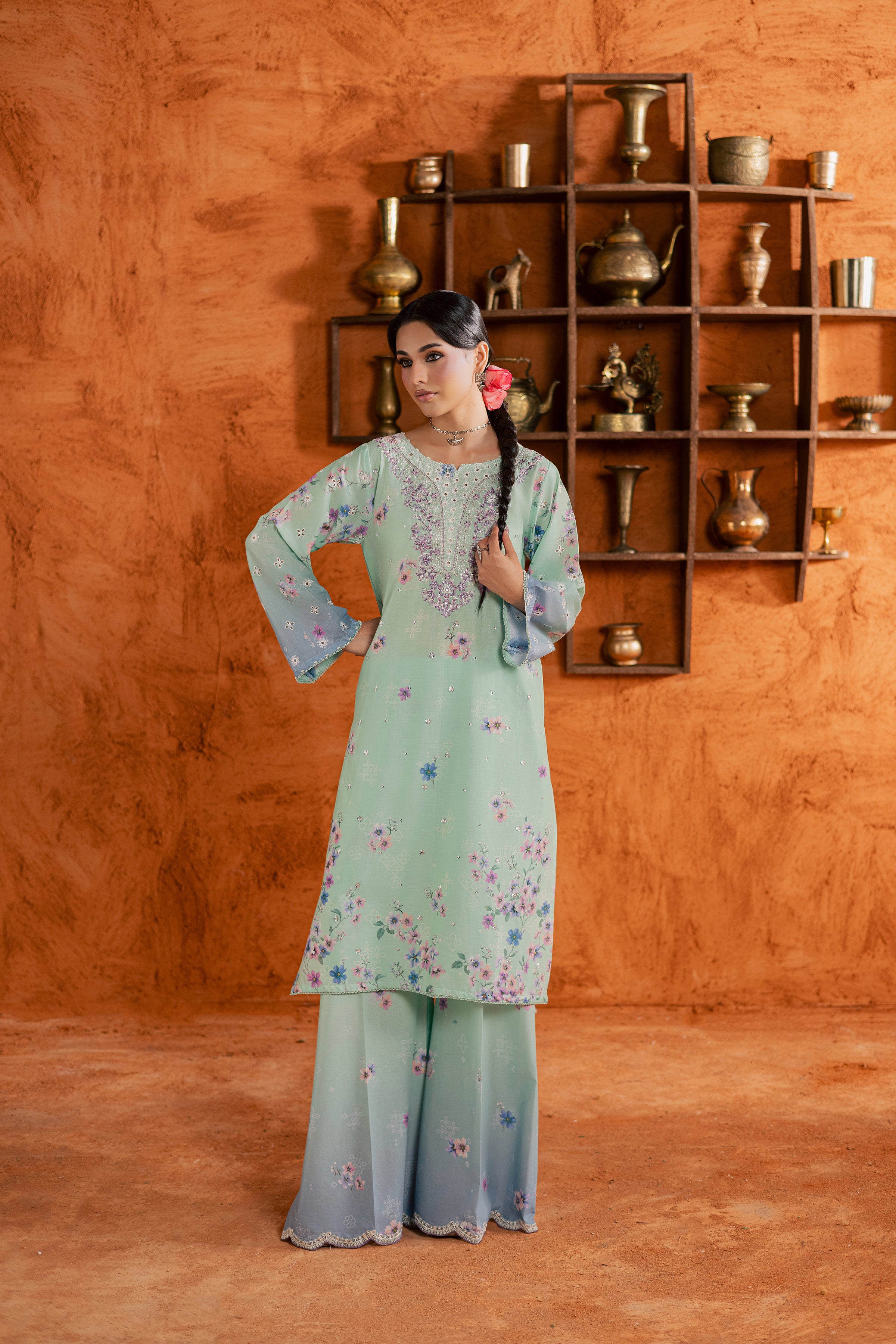 Ivoria 2Pc - Printed Lawn Dress BATIKEID2026 BATIK XS / Sea Green / Lawn-S / Sea Green / Lawn-M / Sea Green / Lawn-L / Sea Green / Lawn-XL / Sea Green / Lawn