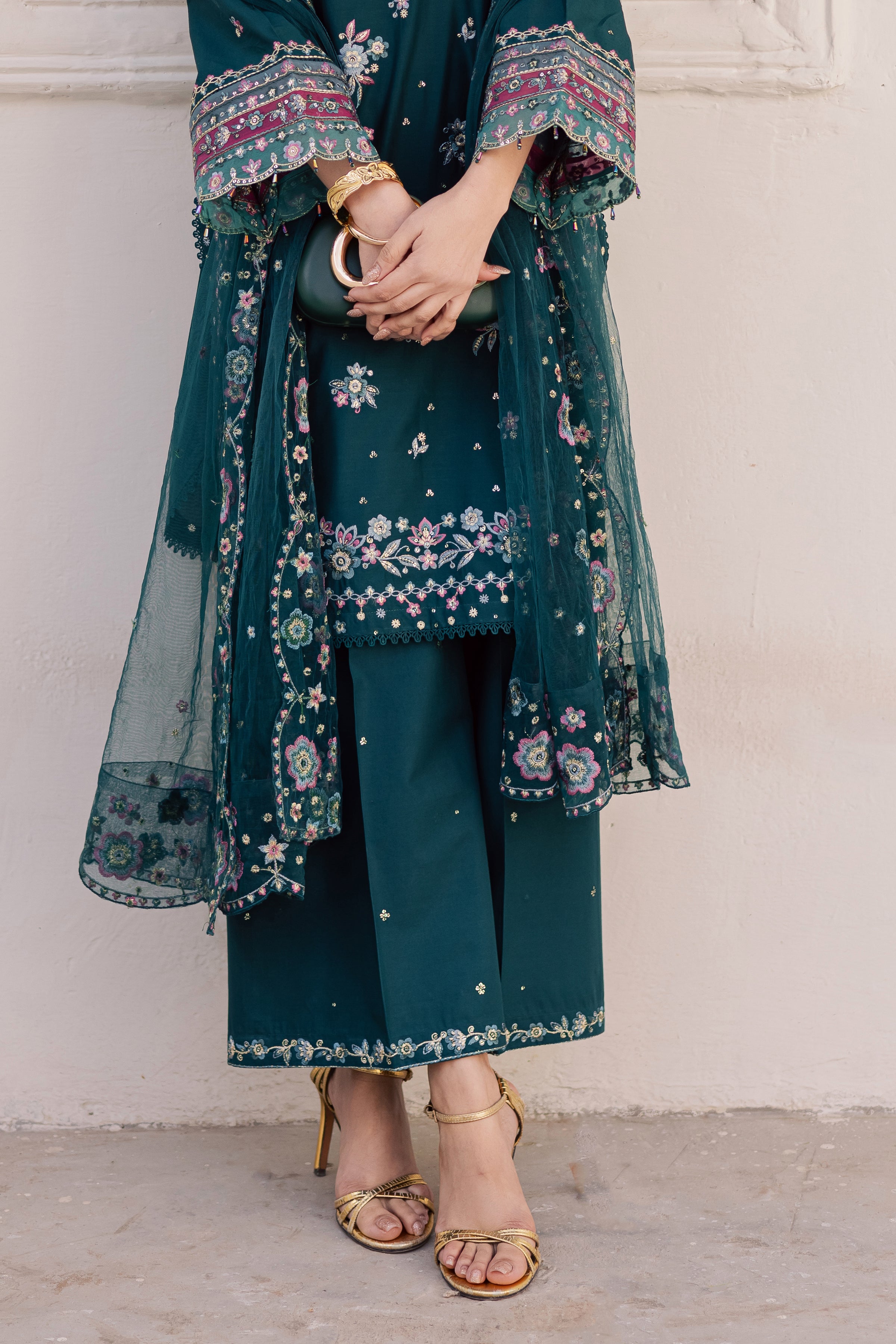 Ivy Bloom 3Pc - Festive Embroidered Lawn BATIKEID2026 BATIK XS / Ocean Green / Pima Lawn-S / Ocean Green / Pima Lawn-M / Ocean Green / Pima Lawn-L / Ocean Green / Pima Lawn-XL / Ocean Green / Pima Lawn