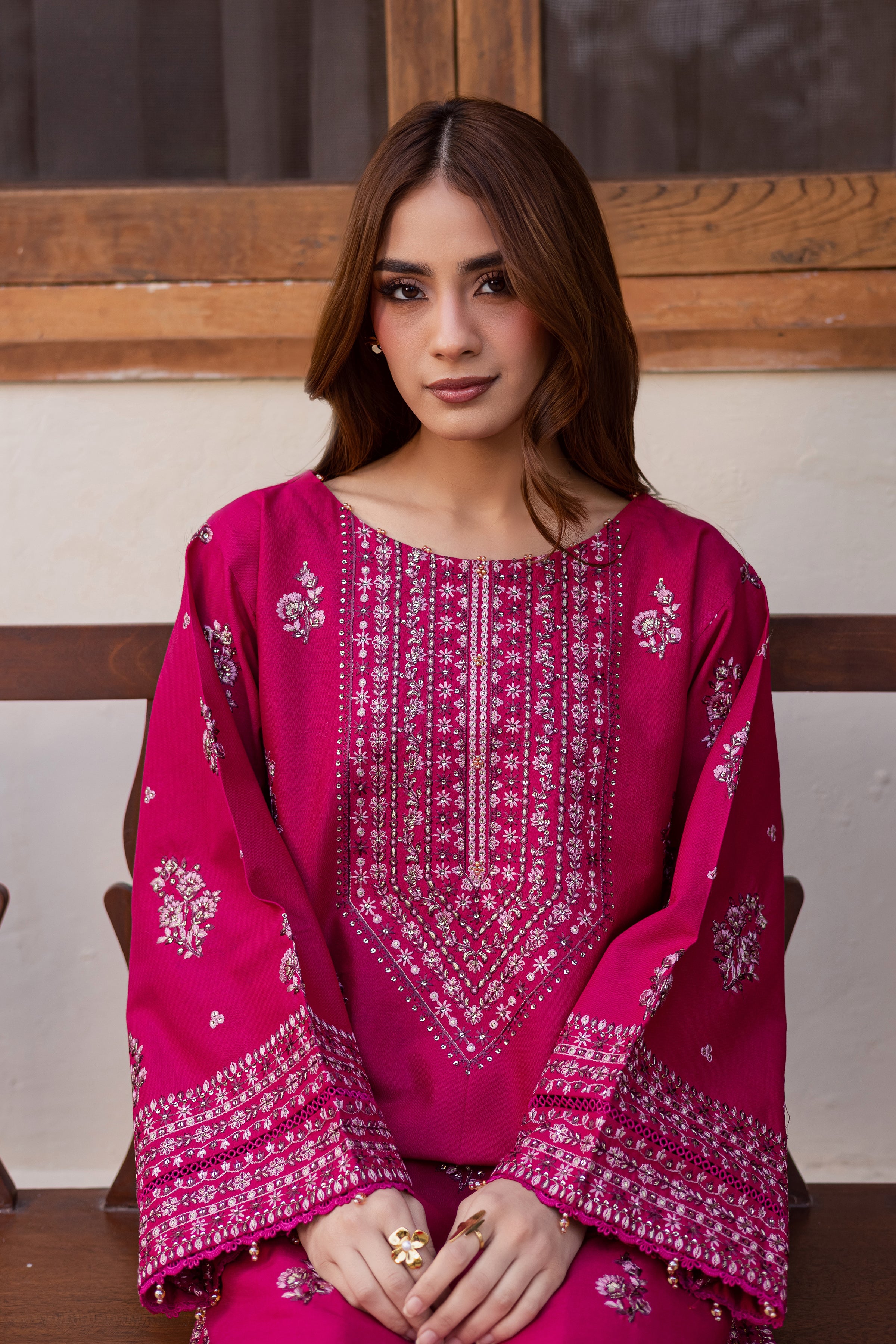 Jahan ara 2Pc - Embroidered Khaddar Dress BATIK WINTER PRET 2025 BATIK XS / Sangria / Khaddar-S / Sangria / Khaddar-M / Sangria / Khaddar-L / Sangria / Khaddar-XL / Sangria / Khaddar