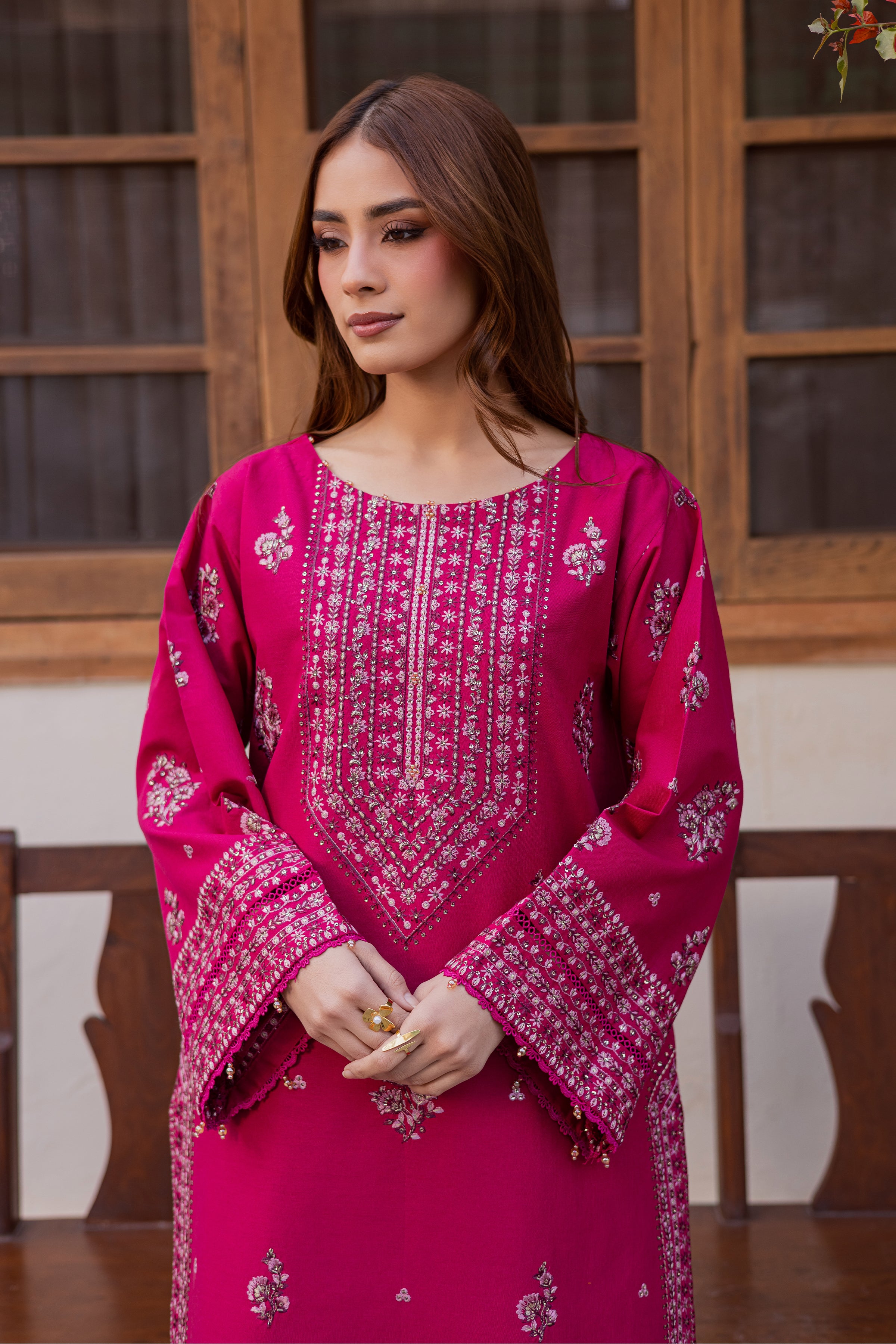 Jahan ara 2Pc - Embroidered Khaddar Dress BATIK WINTER PRET 2025 BATIK XS / Sangria / Khaddar-S / Sangria / Khaddar-M / Sangria / Khaddar-L / Sangria / Khaddar-XL / Sangria / Khaddar
