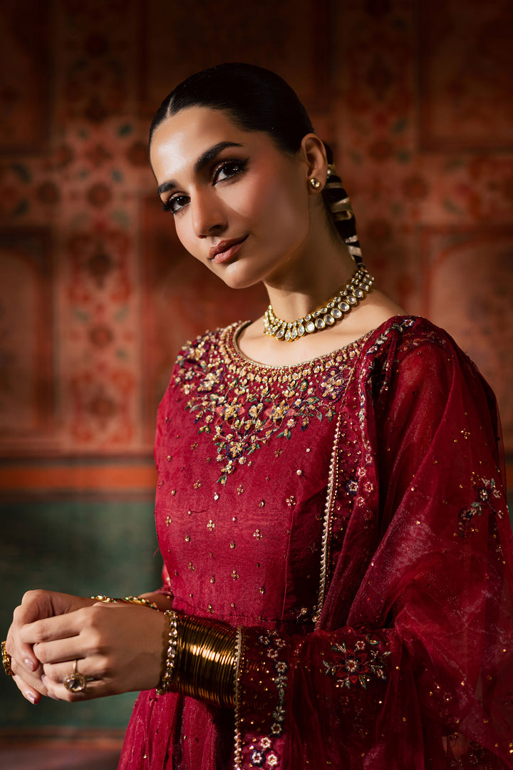 Janan  3Pc - Luxury Wedding Frock BATIKLuxePRET2025  BATIK   S / Red / Net & Raw Silk-M / Red / Net & Raw Silk-L / Red / Net & Raw Silk