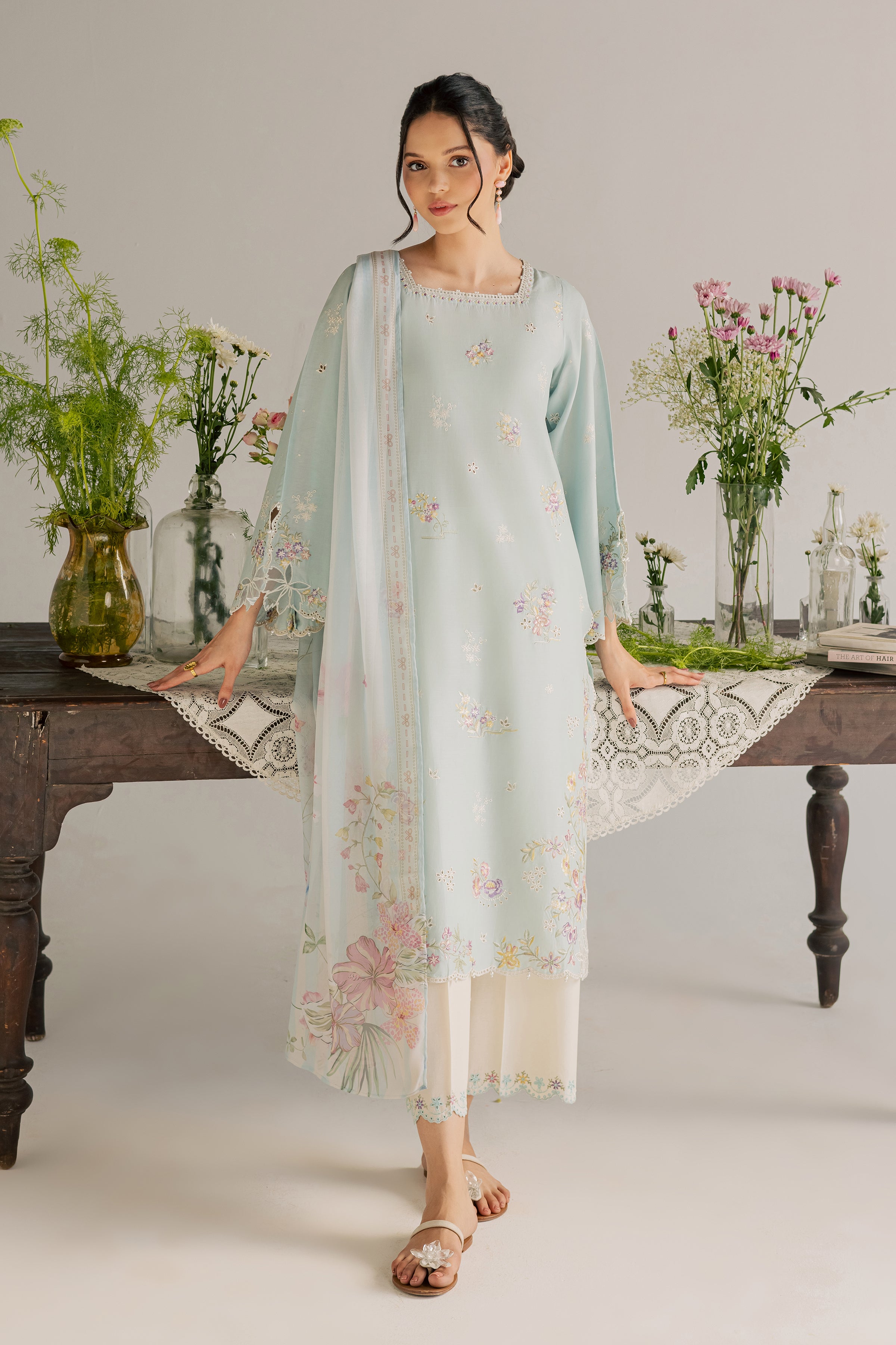 Jane 3Pc - Embroidered Lawn Dress EverydayEdit26 BATIK XS / Blue / Pima Lawn-S / Blue / Pima Lawn-M / Blue / Pima Lawn-L / Blue / Pima Lawn-XL / Blue / Pima Lawn