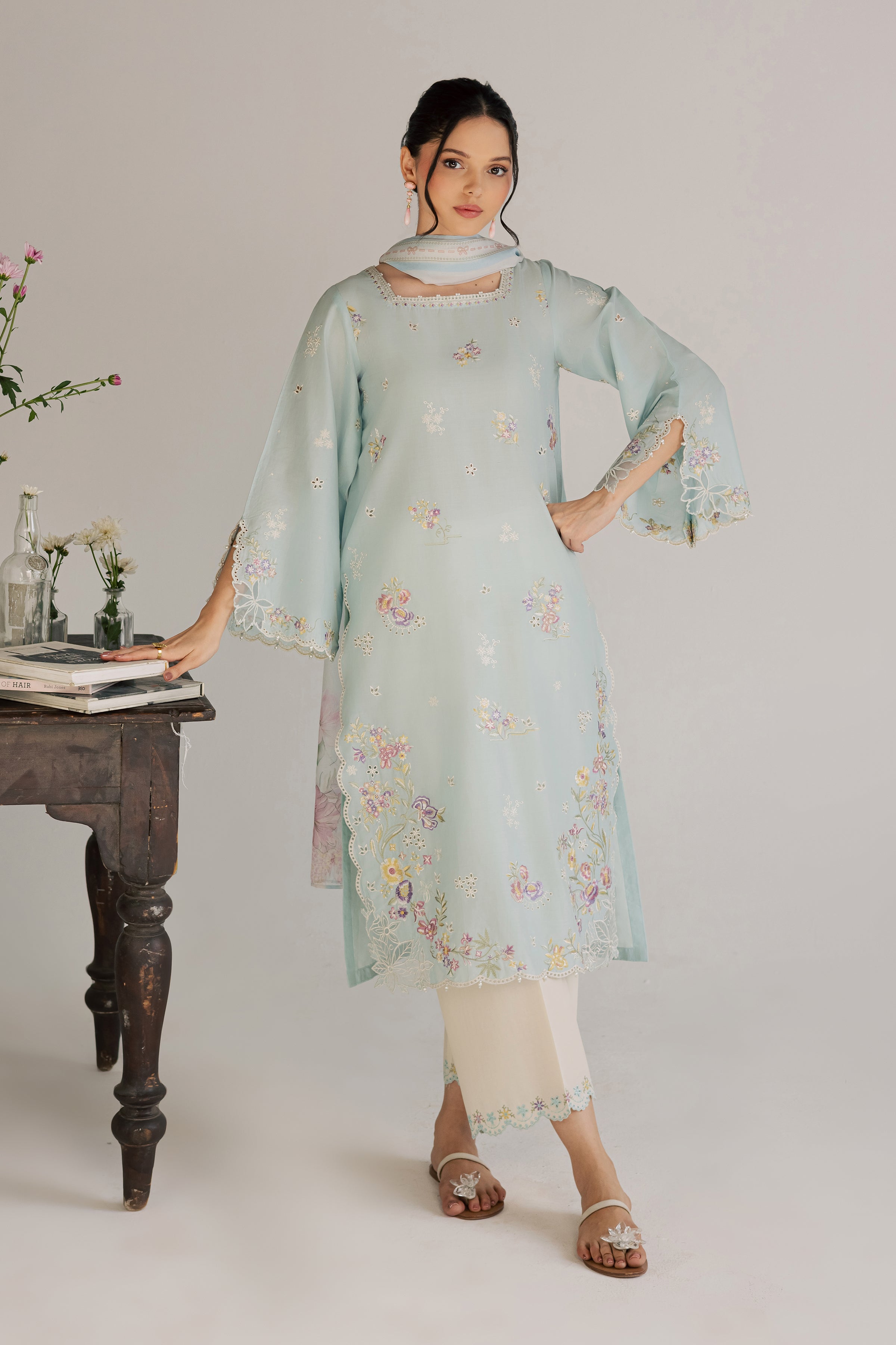 Jane 3Pc - Embroidered Lawn Dress EverydayEdit26 BATIK XS / Blue / Pima Lawn-S / Blue / Pima Lawn-M / Blue / Pima Lawn-L / Blue / Pima Lawn-XL / Blue / Pima Lawn