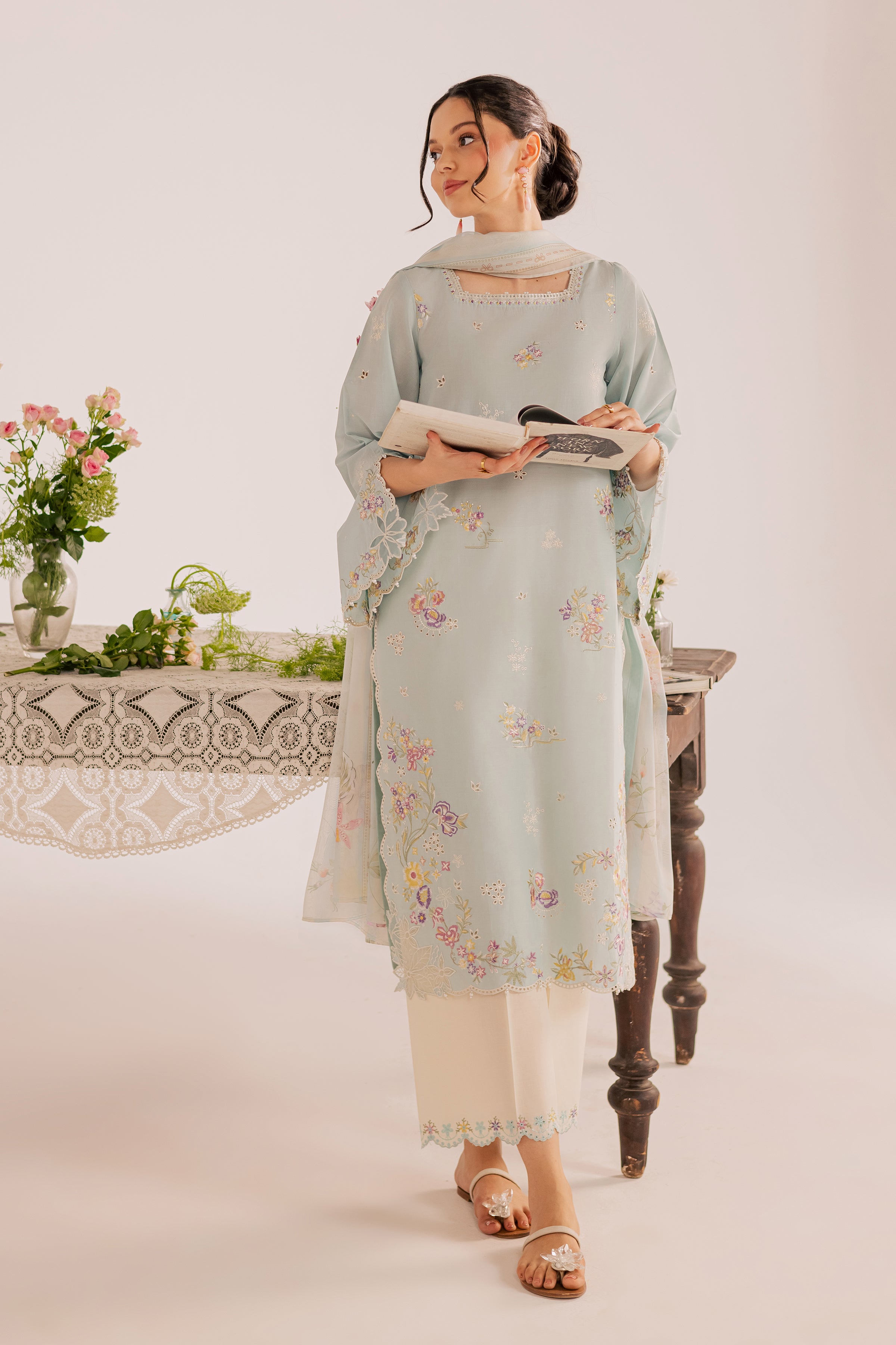 Jane 3Pc - Embroidered Lawn Dress EverydayEdit26 BATIK XS / Blue / Pima Lawn-S / Blue / Pima Lawn-M / Blue / Pima Lawn-L / Blue / Pima Lawn-XL / Blue / Pima Lawn