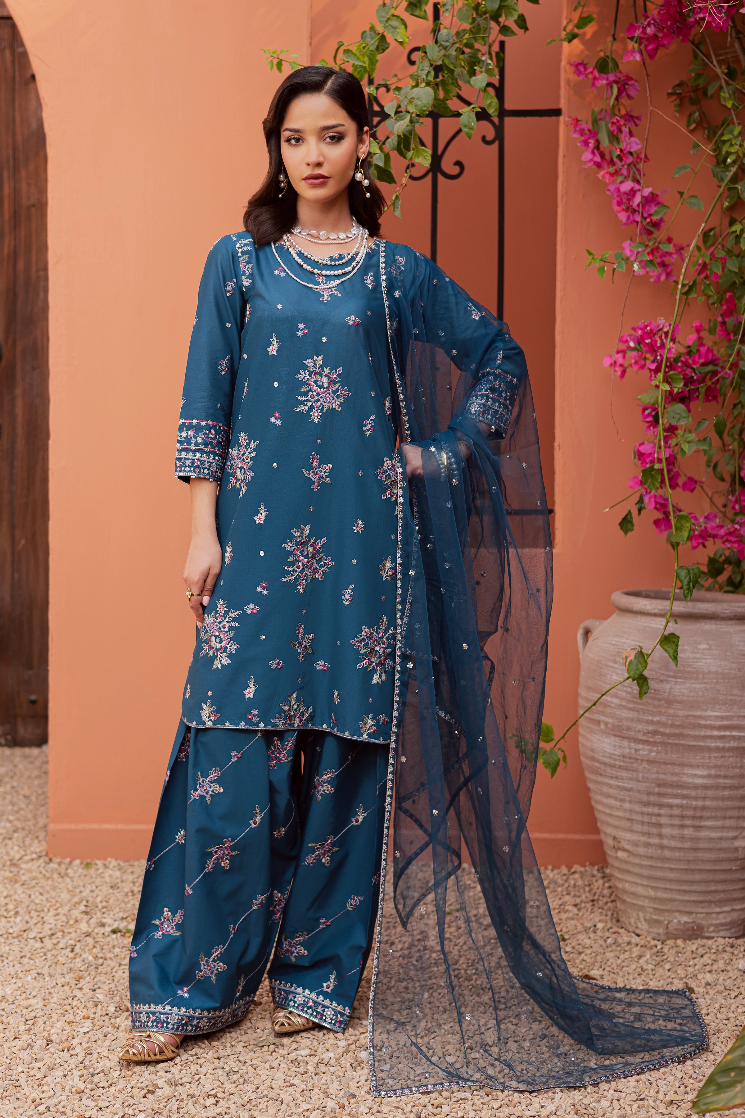 Jheel 3Pc - Festive Embroidered Lawn BATIKEID2026 BATIK XS / Prussian Blue / Pima Lawn-S / Prussian Blue / Pima Lawn-M / Prussian Blue / Pima Lawn-L / Prussian Blue / Pima Lawn-XL / Prussian Blue / Pima Lawn