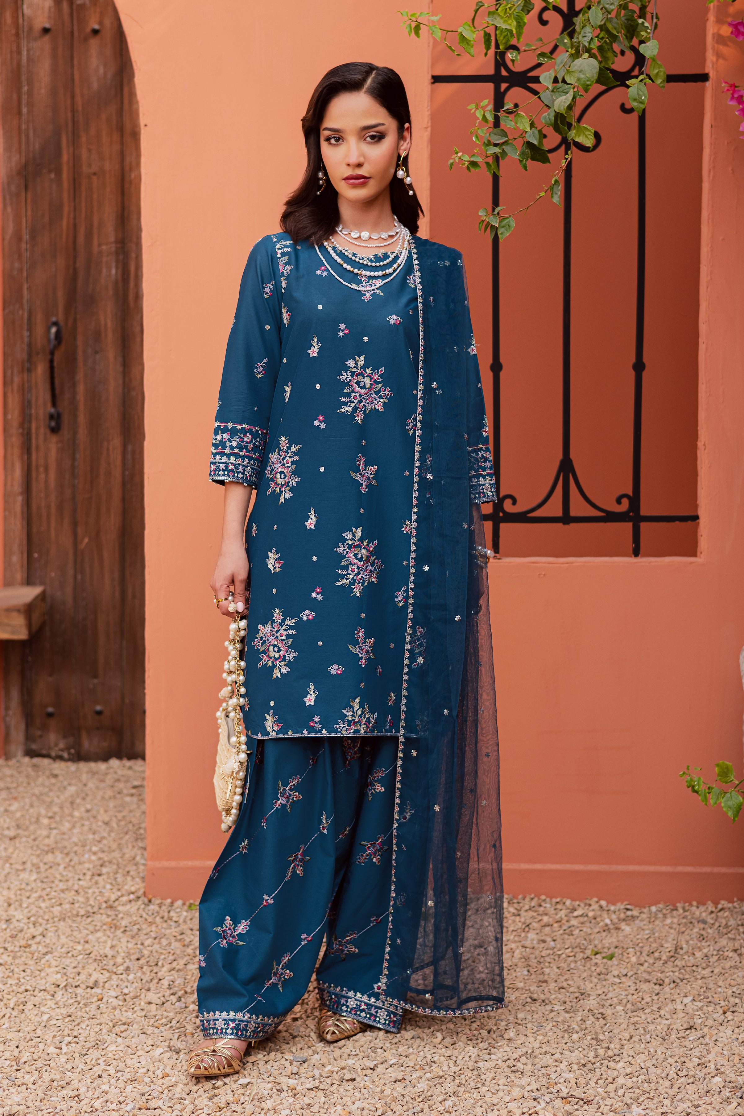 Jheel 3Pc - Festive Embroidered Lawn BATIKEID2026 BATIK XS / Prussian Blue / Pima Lawn-S / Prussian Blue / Pima Lawn-M / Prussian Blue / Pima Lawn-L / Prussian Blue / Pima Lawn-XL / Prussian Blue / Pima Lawn