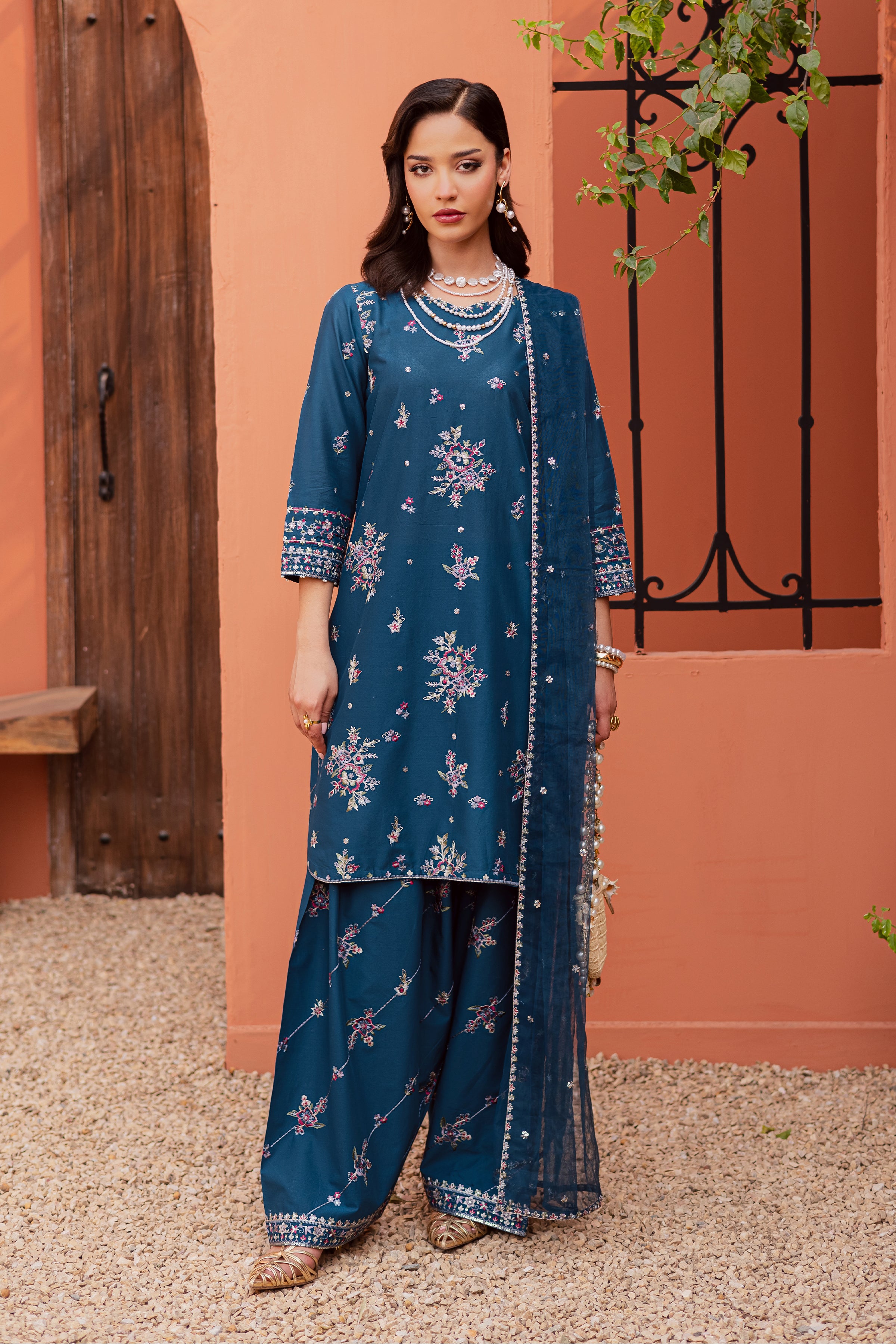 Jheel 3Pc - Festive Embroidered Lawn BATIKEID2026 BATIK XS / Prussian Blue / Pima Lawn-S / Prussian Blue / Pima Lawn-M / Prussian Blue / Pima Lawn-L / Prussian Blue / Pima Lawn-XL / Prussian Blue / Pima Lawn