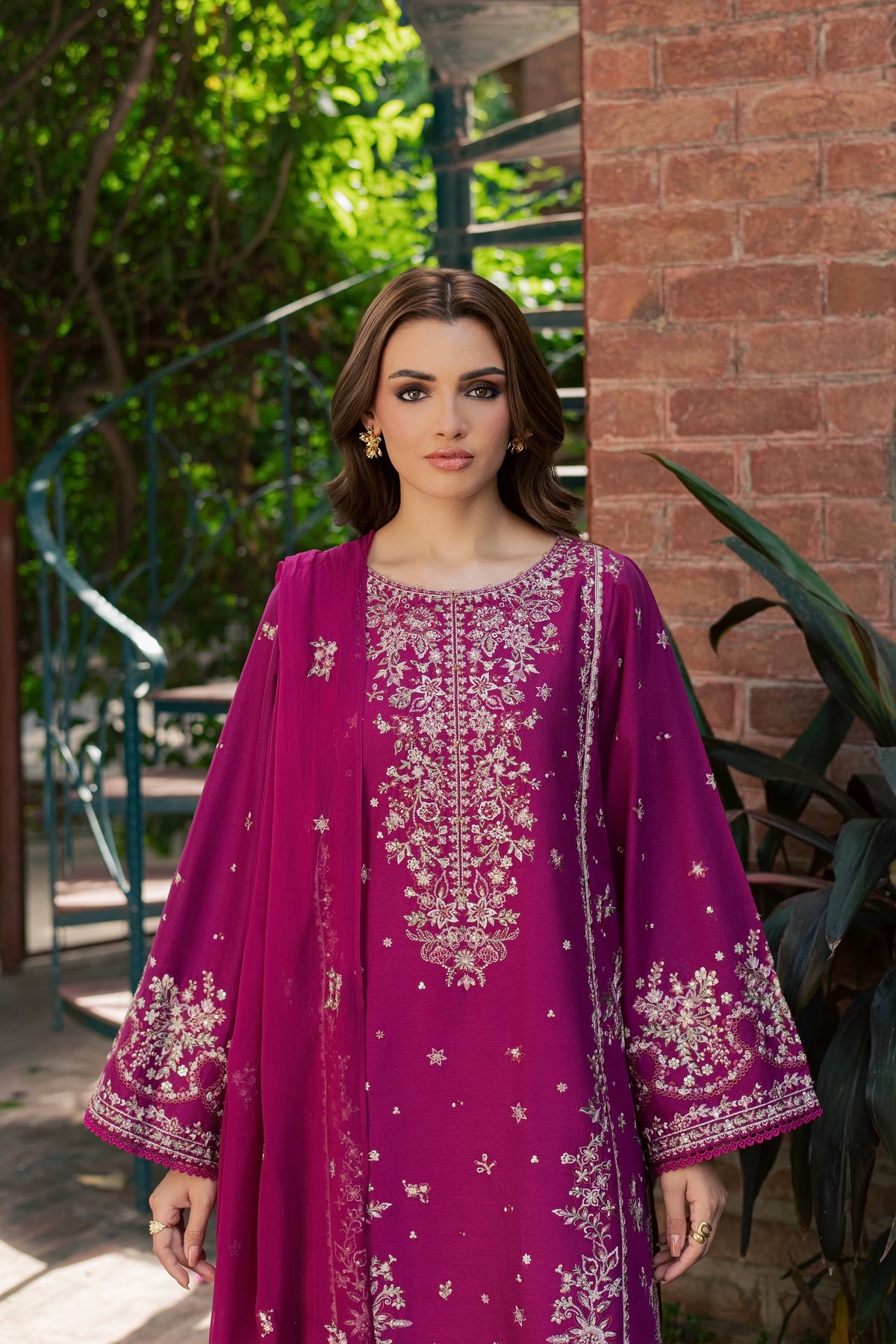 Jim 3Pc - Embroidered Khaddar Pret PRETKHADDAR2026 BATIK XS / Magenta Purple / Khaddar