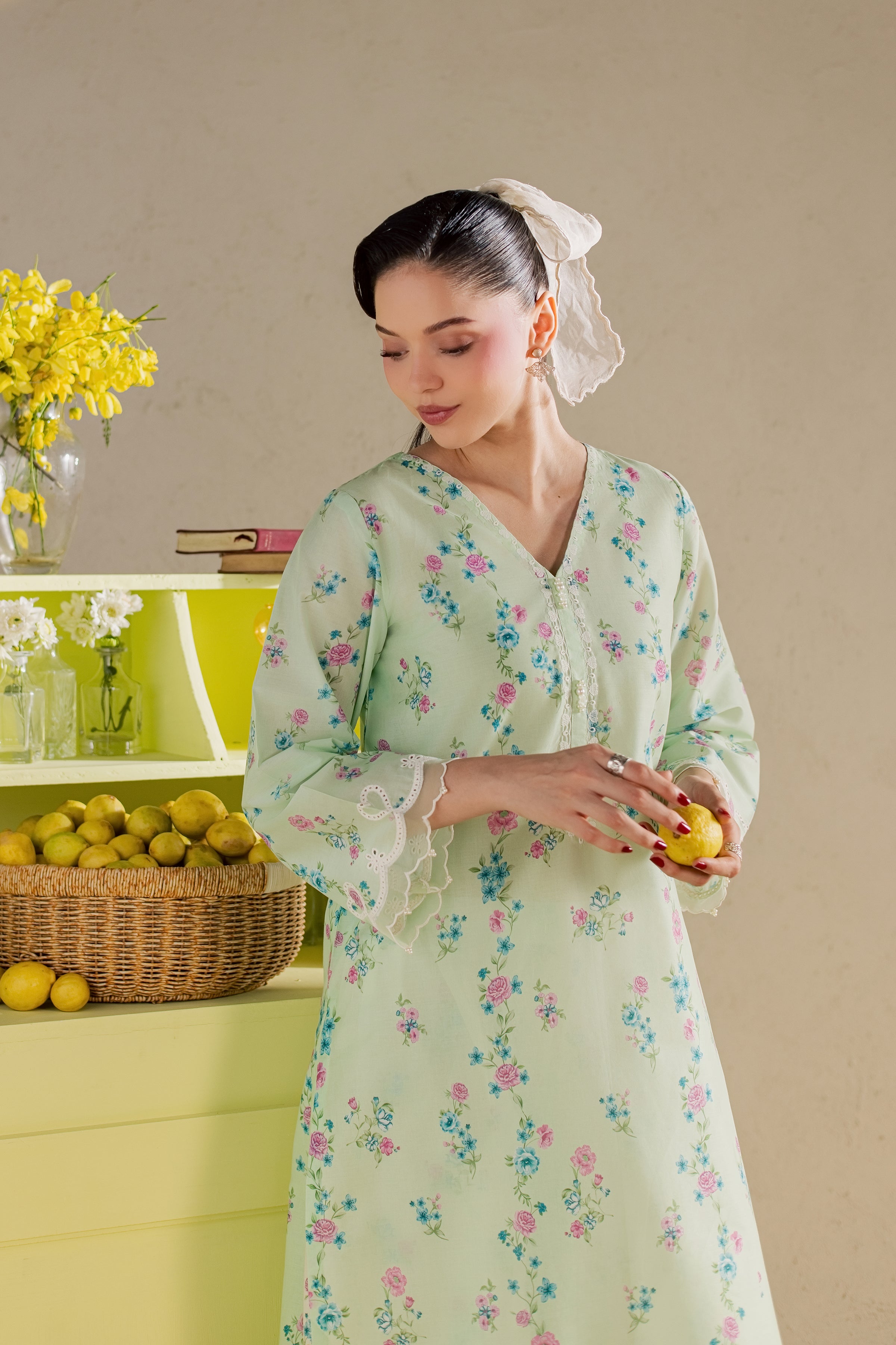 Jiwon 2Pc - Printed Lawn Dress BATIKSS26 BATIK XS / Green / Lawn-S / Green / Lawn-M / Green / Lawn-L / Green / Lawn-XL / Green / Lawn