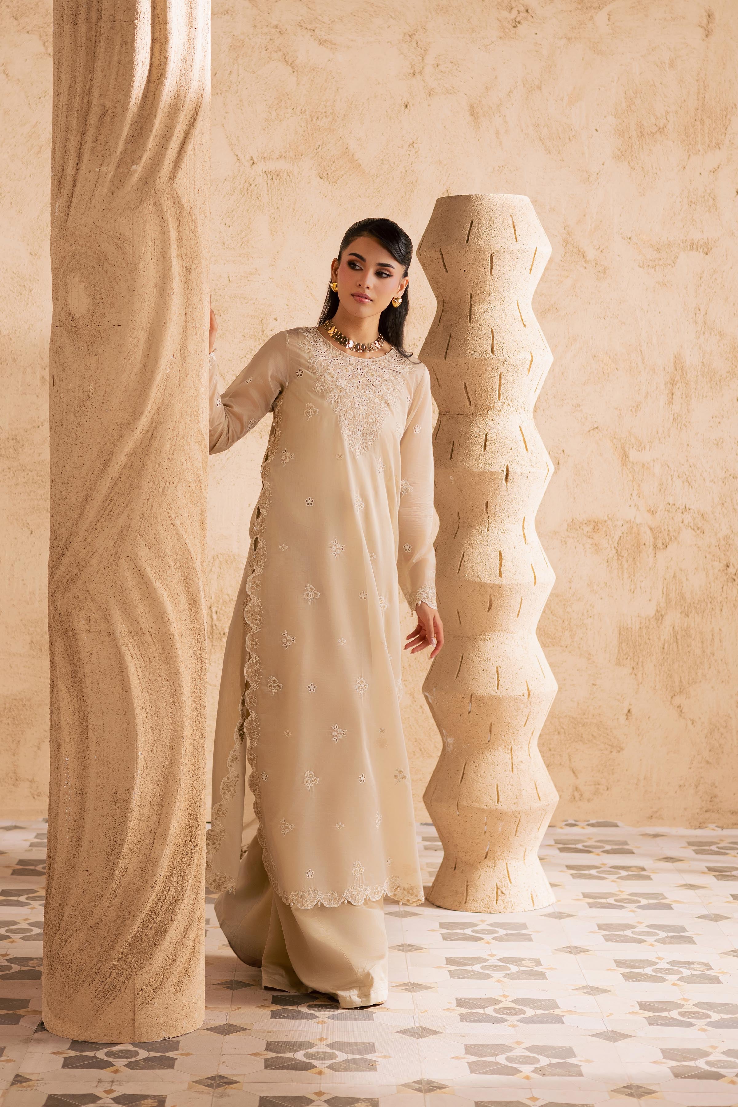Jude 2Pc - Embroidered Festive Pret BATIKSS26 BATIK XS / Skin / Paper Silk-S / Skin / Paper Silk-M / Skin / Paper Silk-L / Skin / Paper Silk-XL / Skin / Paper Silk