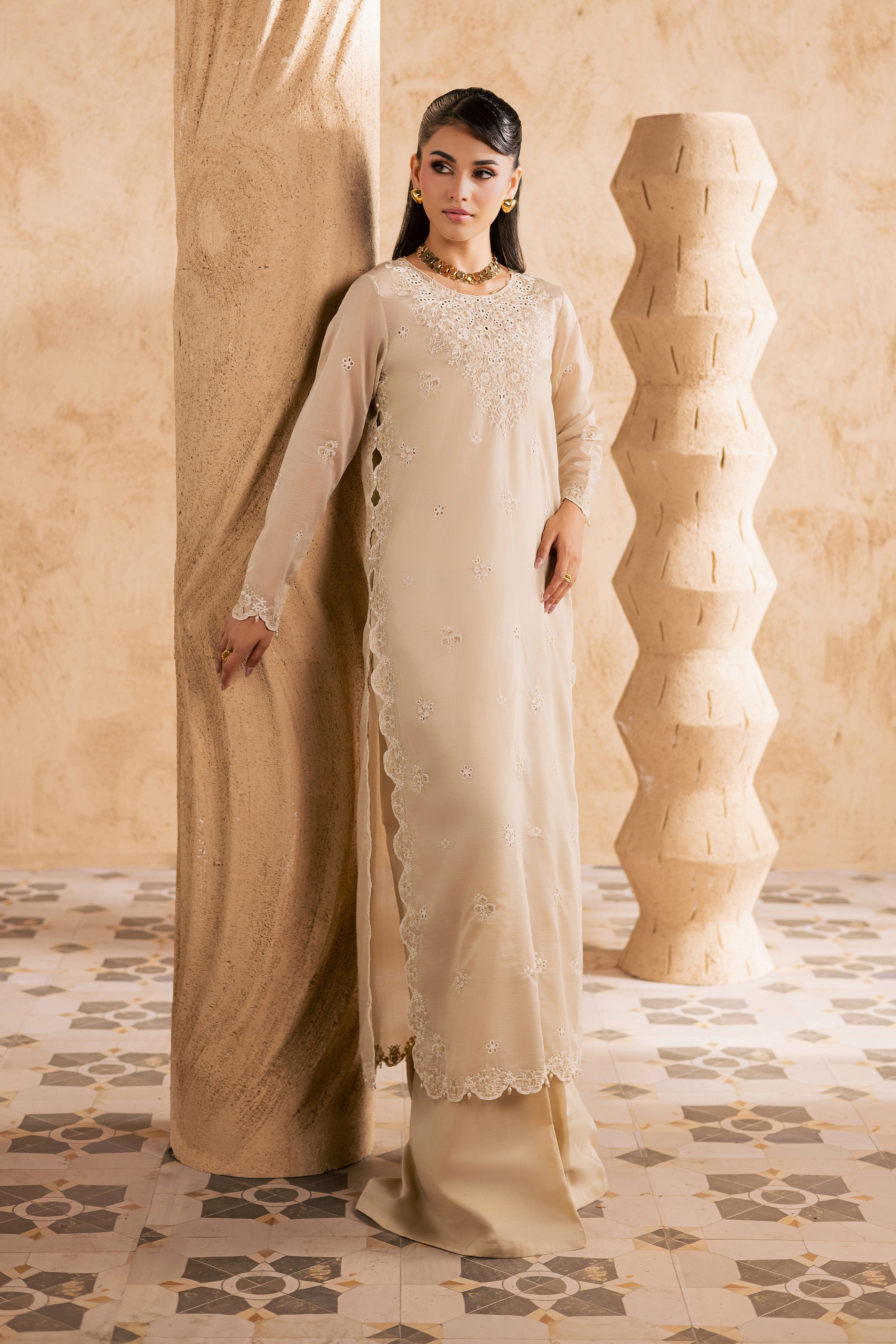 Jude 2Pc - Embroidered Festive Pret BATIKSS26 BATIK XS / Skin / Paper Silk-S / Skin / Paper Silk-M / Skin / Paper Silk-L / Skin / Paper Silk-XL / Skin / Paper Silk