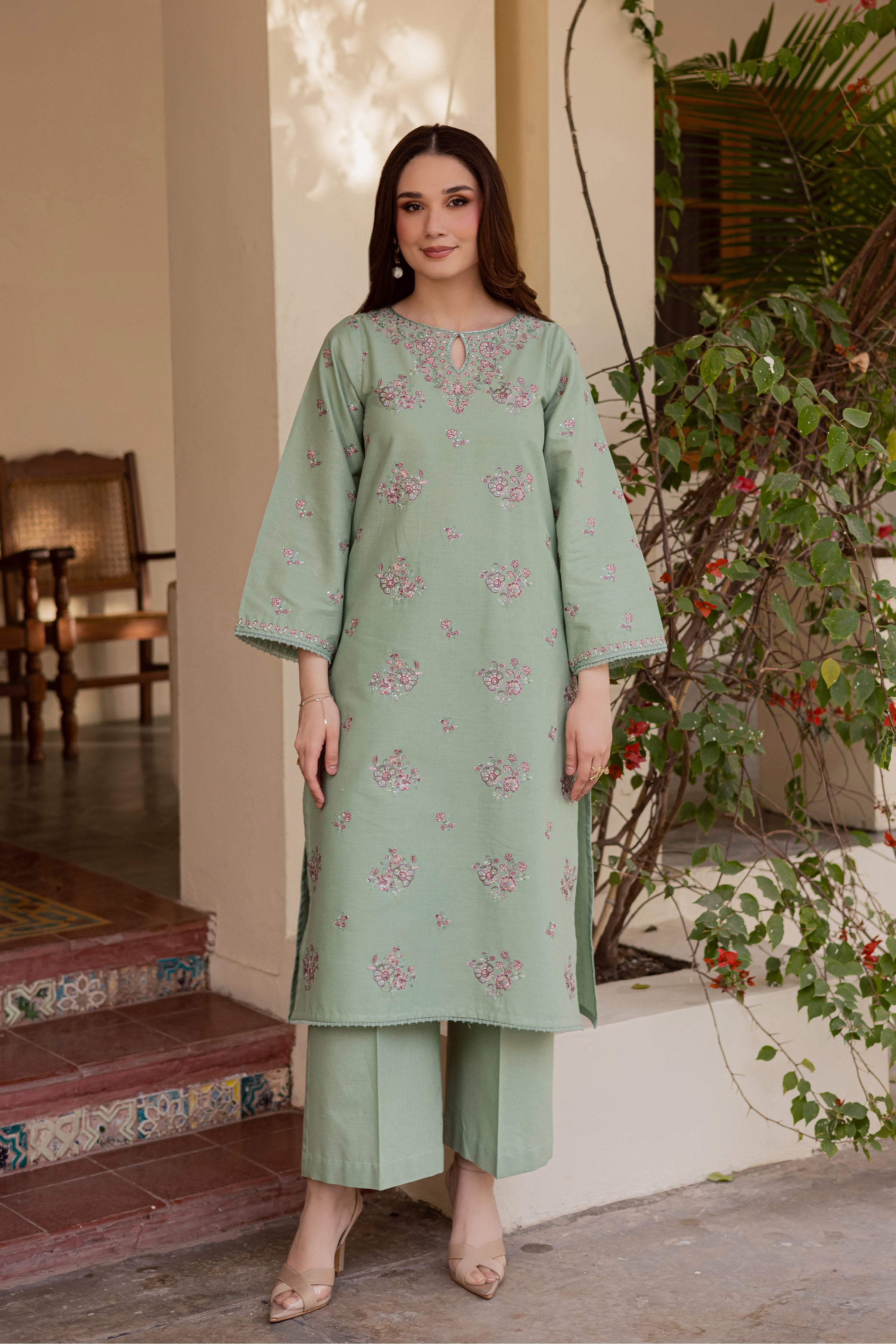 Junifer 2Pc - Embroidered Khaddar Dress BATIK WINTER PRET 2025 BATIK XS / Sea Green / Khaddar-S / Sea Green / Khaddar-M / Sea Green / Khaddar-L / Sea Green / Khaddar-XL / Sea Green / Khaddar