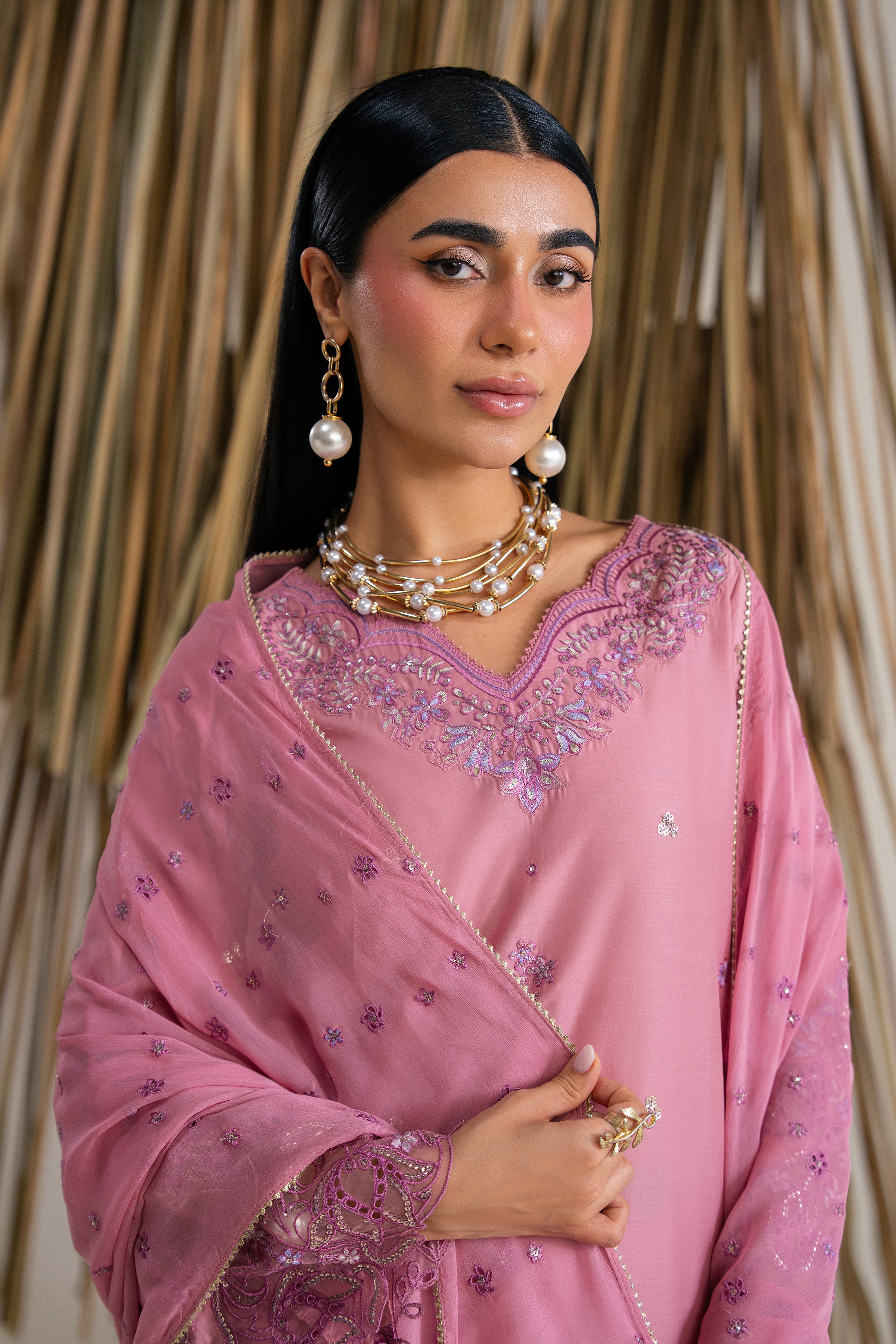 Kaia 3Pc - Festive Eid Pret BATIKSS26 BATIK XS / Tea Pink / Giza-S / Tea Pink / Giza-M / Tea Pink / Giza-L / Tea Pink / Giza-XL / Tea Pink / Giza