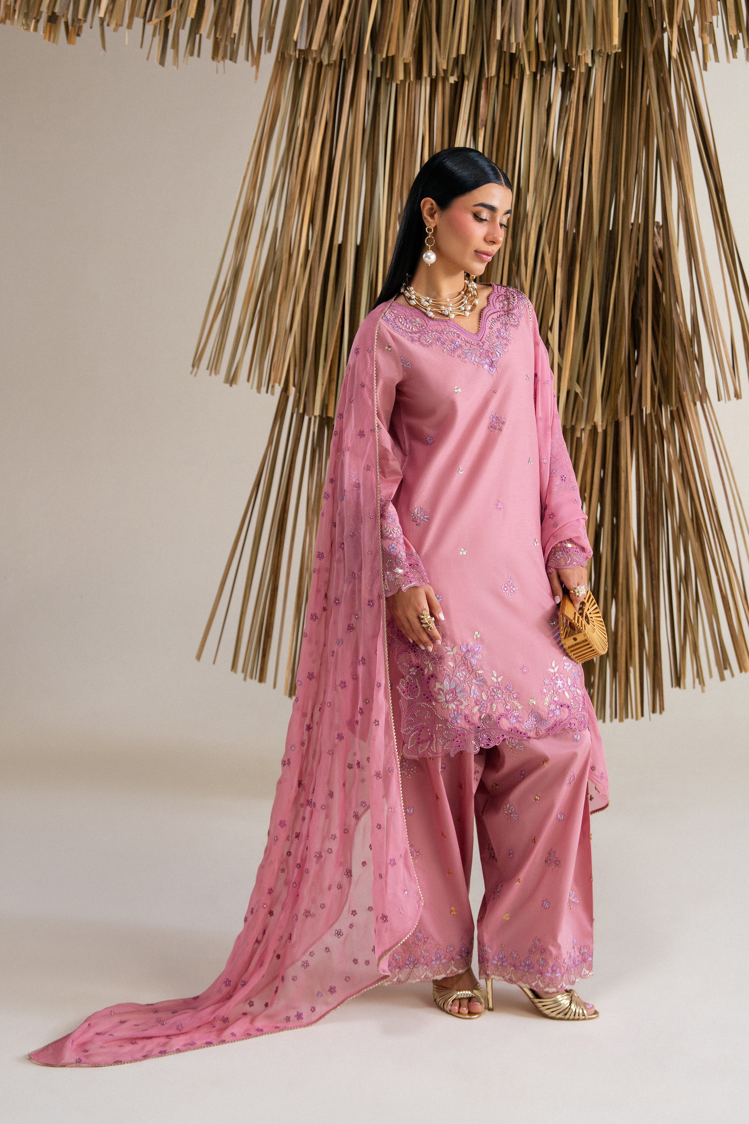 Kaia 3Pc - Festive Eid Pret BATIKSS26 BATIK XS / Tea Pink / Giza-S / Tea Pink / Giza-M / Tea Pink / Giza-L / Tea Pink / Giza-XL / Tea Pink / Giza