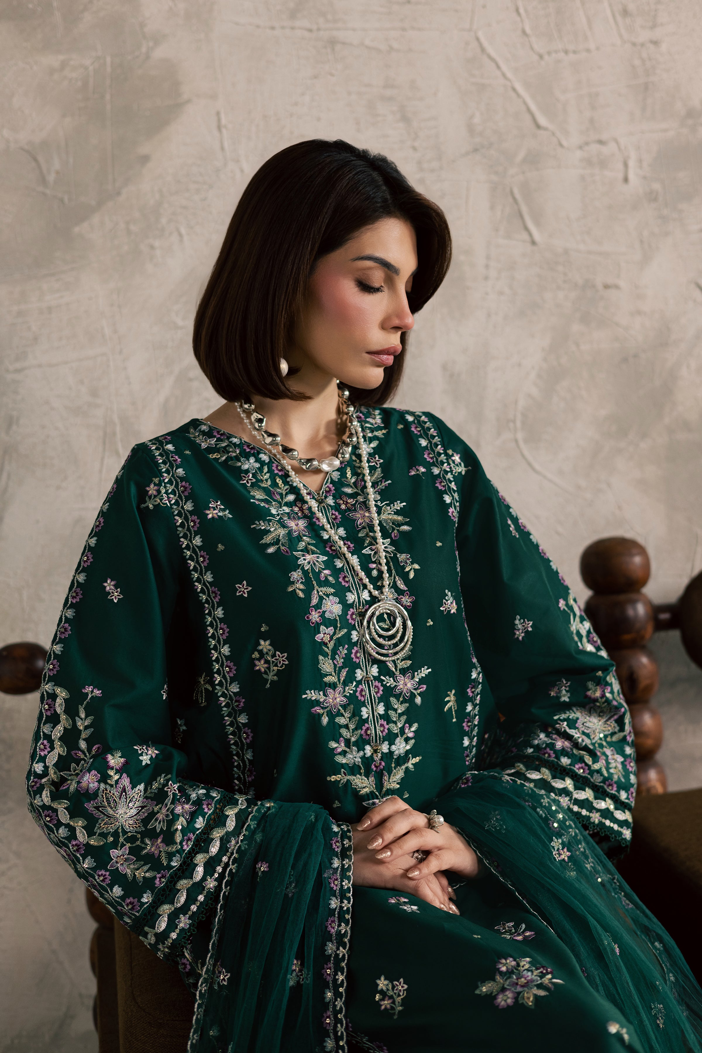 Kayana 3Pc - Festive Embroidered Lawn BATIKEID2026 BATIK XS / Perzik Green / Pima Lawn-S / Perzik Green / Pima Lawn-M / Perzik Green / Pima Lawn-L / Perzik Green / Pima Lawn-XL / Perzik Green / Pima Lawn
