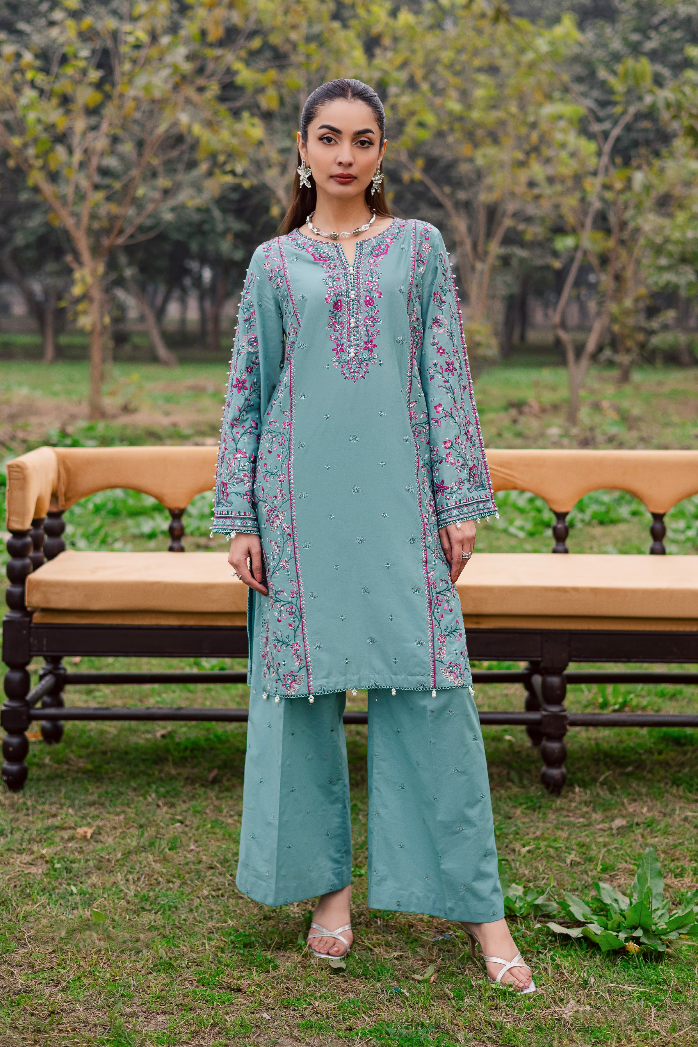 Khushbakht 2Pc - Festive Embroidered Lawn BATIKEID2026 BATIK XS / Slate Blue / Pima Lawn-S / Slate Blue / Pima Lawn-M / Slate Blue / Pima Lawn-L / Slate Blue / Pima Lawn-XL / Slate Blue / Pima Lawn