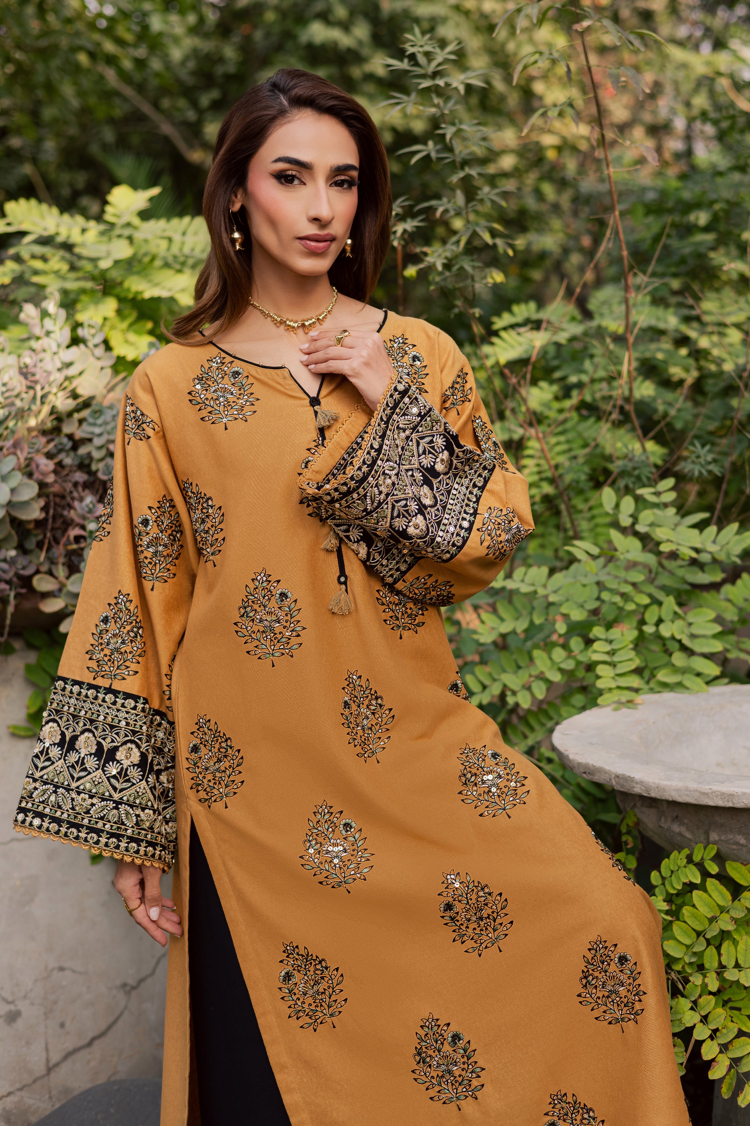 Kian 2Pc - Embroidered Festive Pret BATIK WINTER PRET 2025 BATIK XS / Mustard / Textured Cotton-S / Mustard / Textured Cotton-M / Mustard / Textured Cotton-L / Mustard / Textured Cotton-XL / Mustard / Textured Cotton