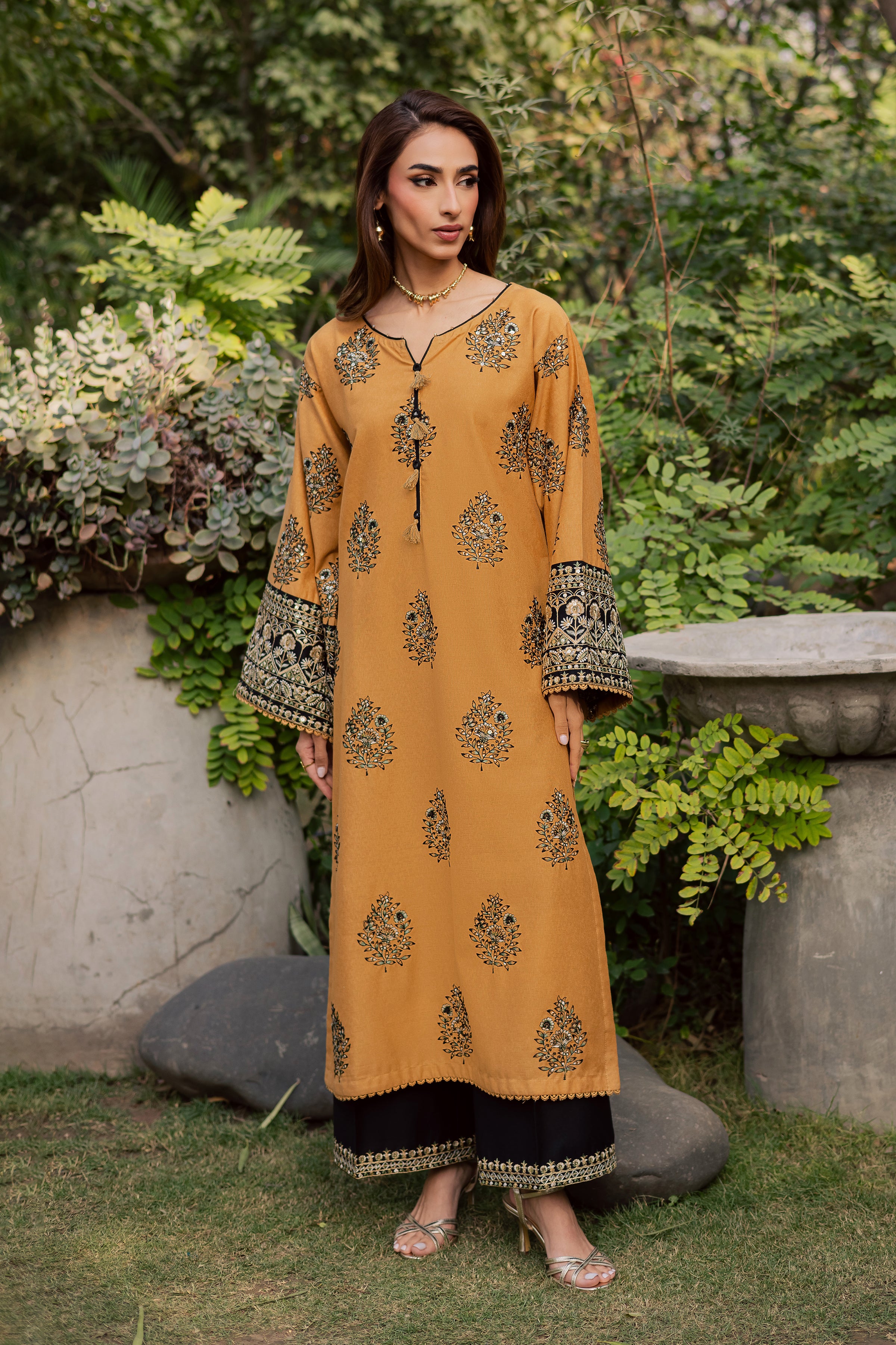 Kian 2Pc - Embroidered Festive Pret BATIK WINTER PRET 2025 BATIK XS / Mustard / Textured Cotton-S / Mustard / Textured Cotton-M / Mustard / Textured Cotton-L / Mustard / Textured Cotton-XL / Mustard / Textured Cotton