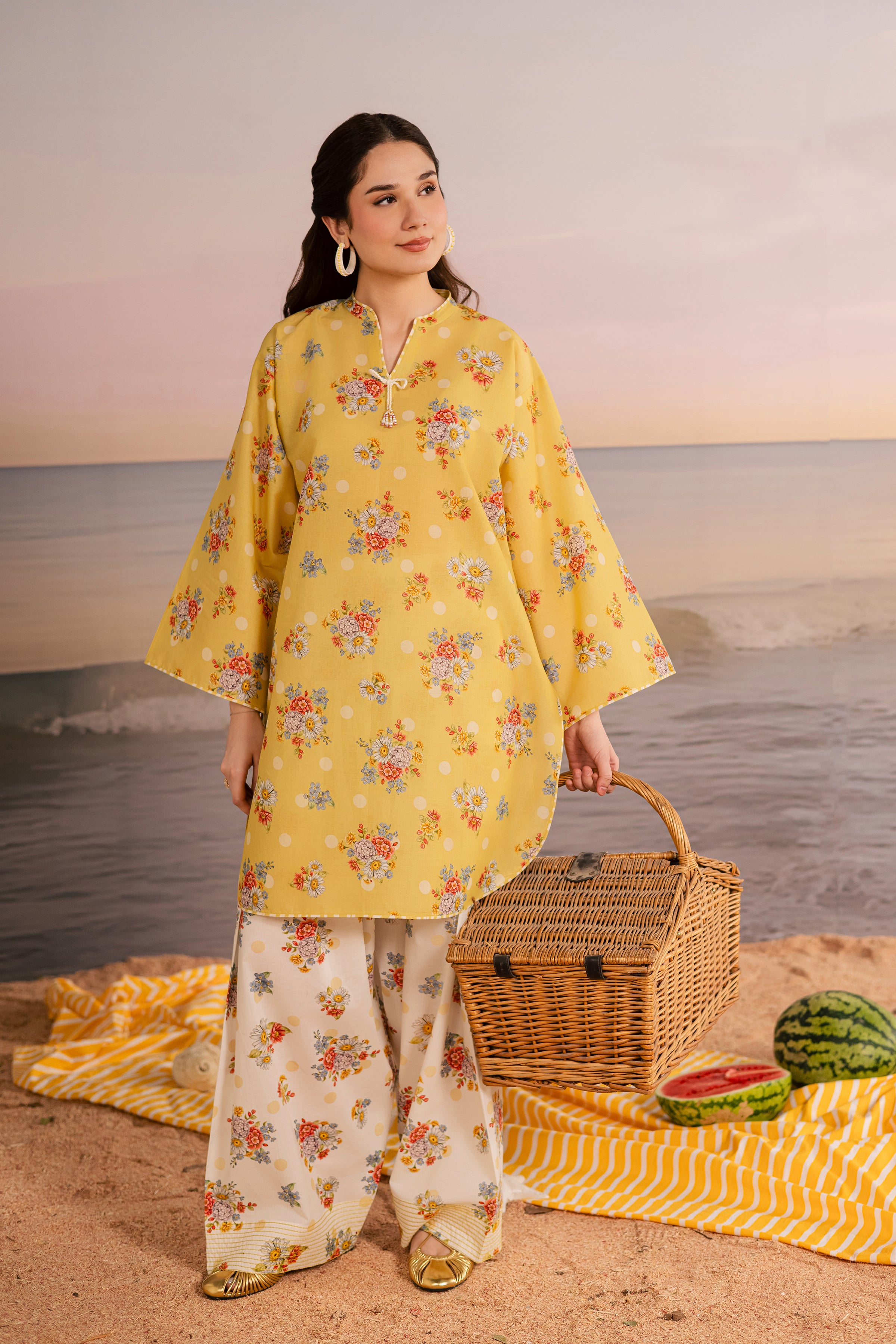 Kirara 2Pc - Printed Lawn Dress BATIKSS26 BATIK XS / Yellow / Lawn-S / Yellow / Lawn-M / Yellow / Lawn-L / Yellow / Lawn-XL / Yellow / Lawn