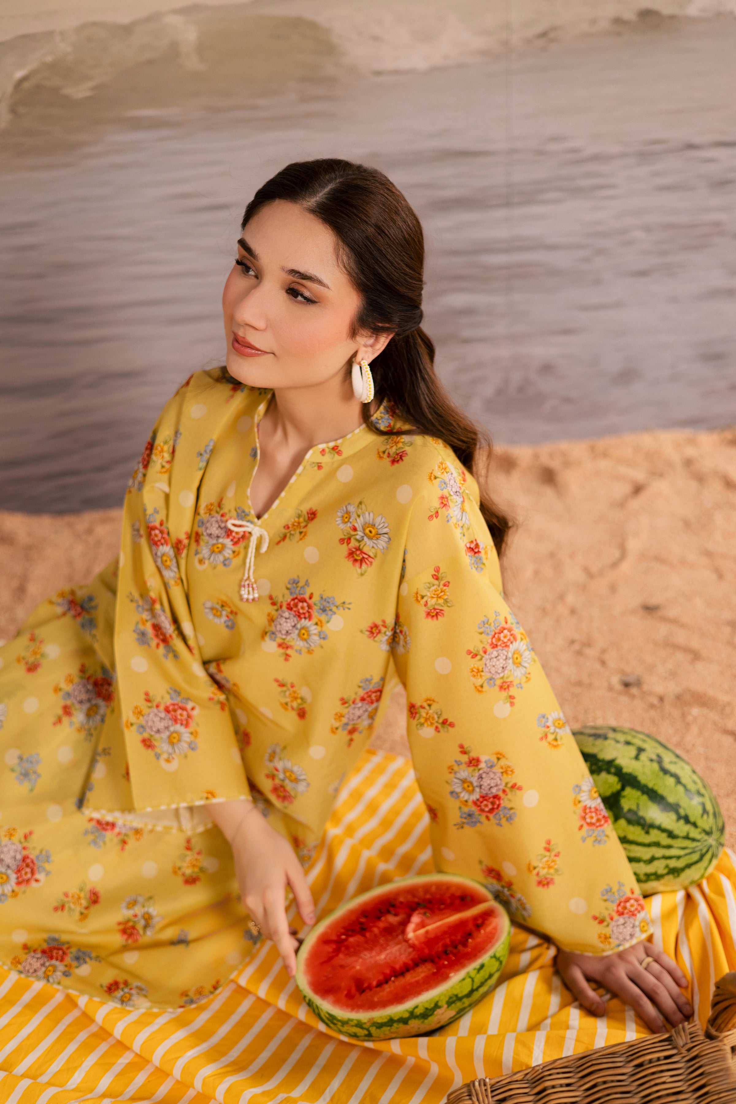 Kirara 2Pc - Printed Lawn Dress BATIKSS26 BATIK XS / Yellow / Lawn-S / Yellow / Lawn-M / Yellow / Lawn-L / Yellow / Lawn-XL / Yellow / Lawn