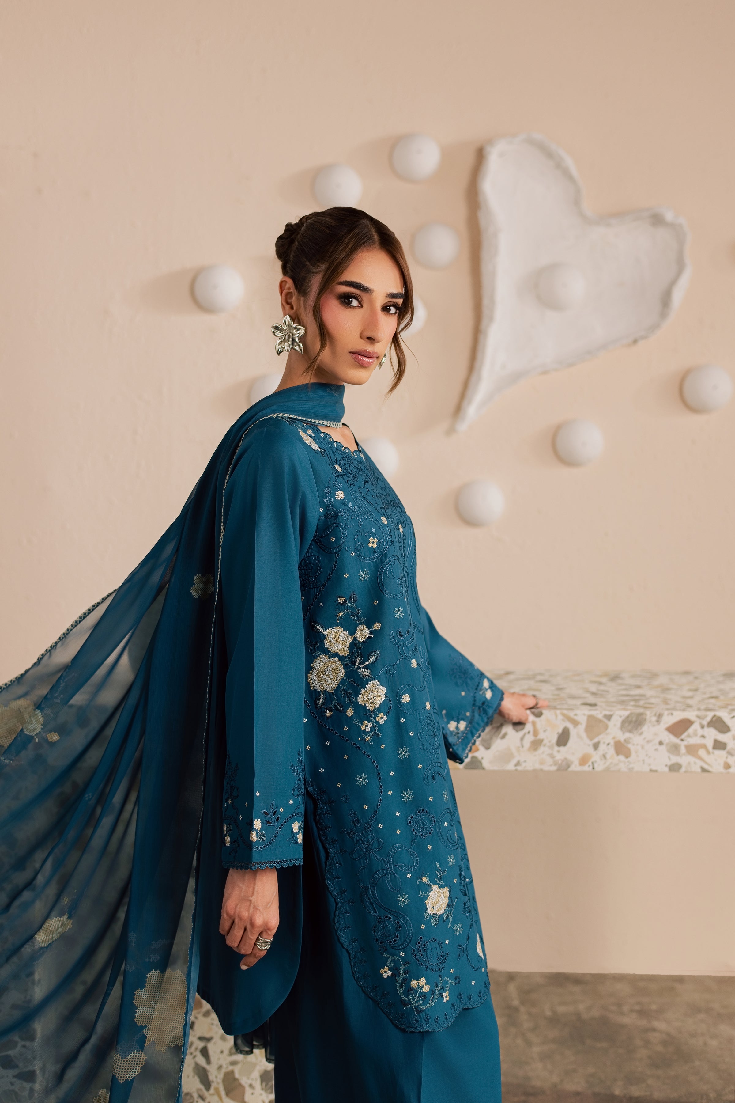Krypt 3Pc - Embroidered Lawn Dress EverydayEdit26 BATIK XS / Moroccan Blue / Pima Lawn-S / Moroccan Blue / Pima Lawn-M / Moroccan Blue / Pima Lawn-L / Moroccan Blue / Pima Lawn-XL / Moroccan Blue / Pima Lawn