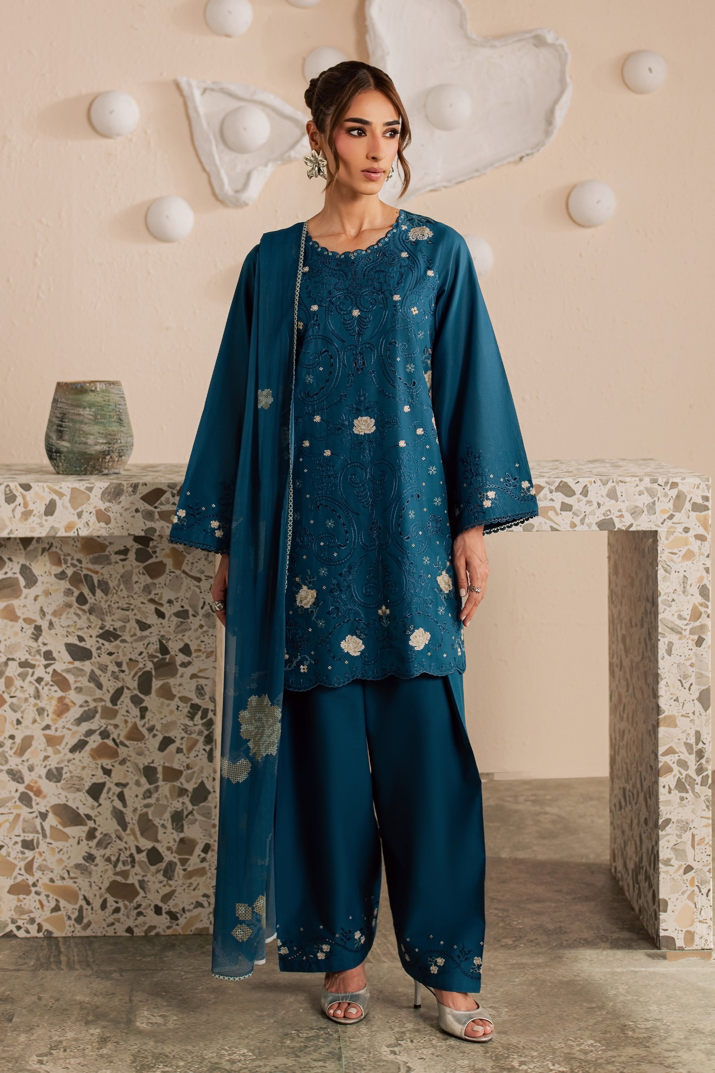 Krypt 3Pc - Embroidered Lawn Dress EverydayEdit26 BATIK XS / Moroccan Blue / Pima Lawn-S / Moroccan Blue / Pima Lawn-M / Moroccan Blue / Pima Lawn-L / Moroccan Blue / Pima Lawn-XL / Moroccan Blue / Pima Lawn