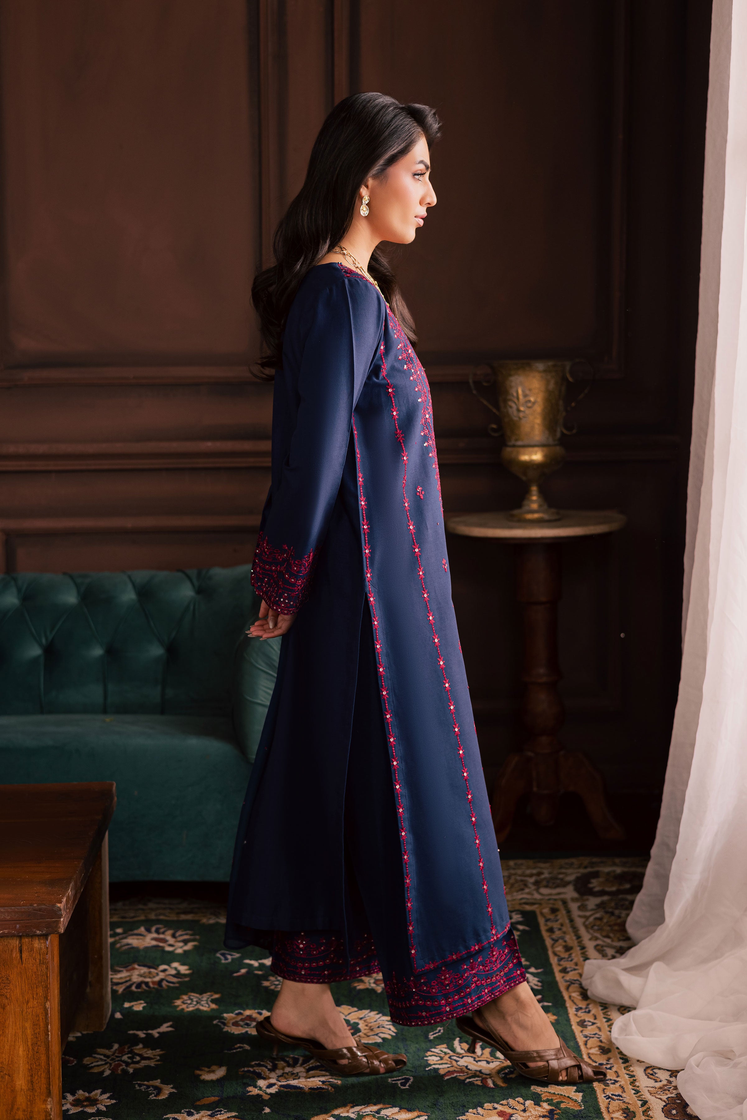 Lamia 3Pc - Embroidered Khaddar Dress BATIK WINTER PRET 2025 BATIK XS / Deep Blue / Khaddar-S / Deep Blue / Khaddar-M / Deep Blue / Khaddar-L / Deep Blue / Khaddar-XL / Deep Blue / Khaddar