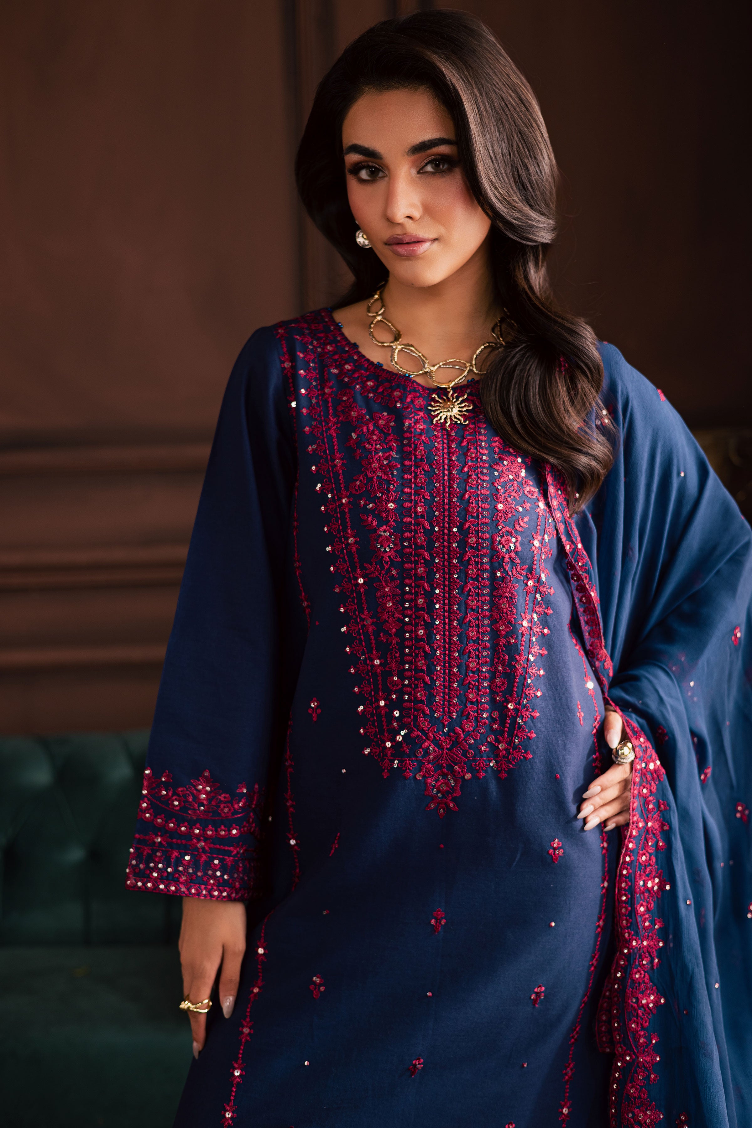 Lamia 3Pc - Embroidered Khaddar Dress BATIK WINTER PRET 2025 BATIK XS / Deep Blue / Khaddar-S / Deep Blue / Khaddar-M / Deep Blue / Khaddar-L / Deep Blue / Khaddar-XL / Deep Blue / Khaddar