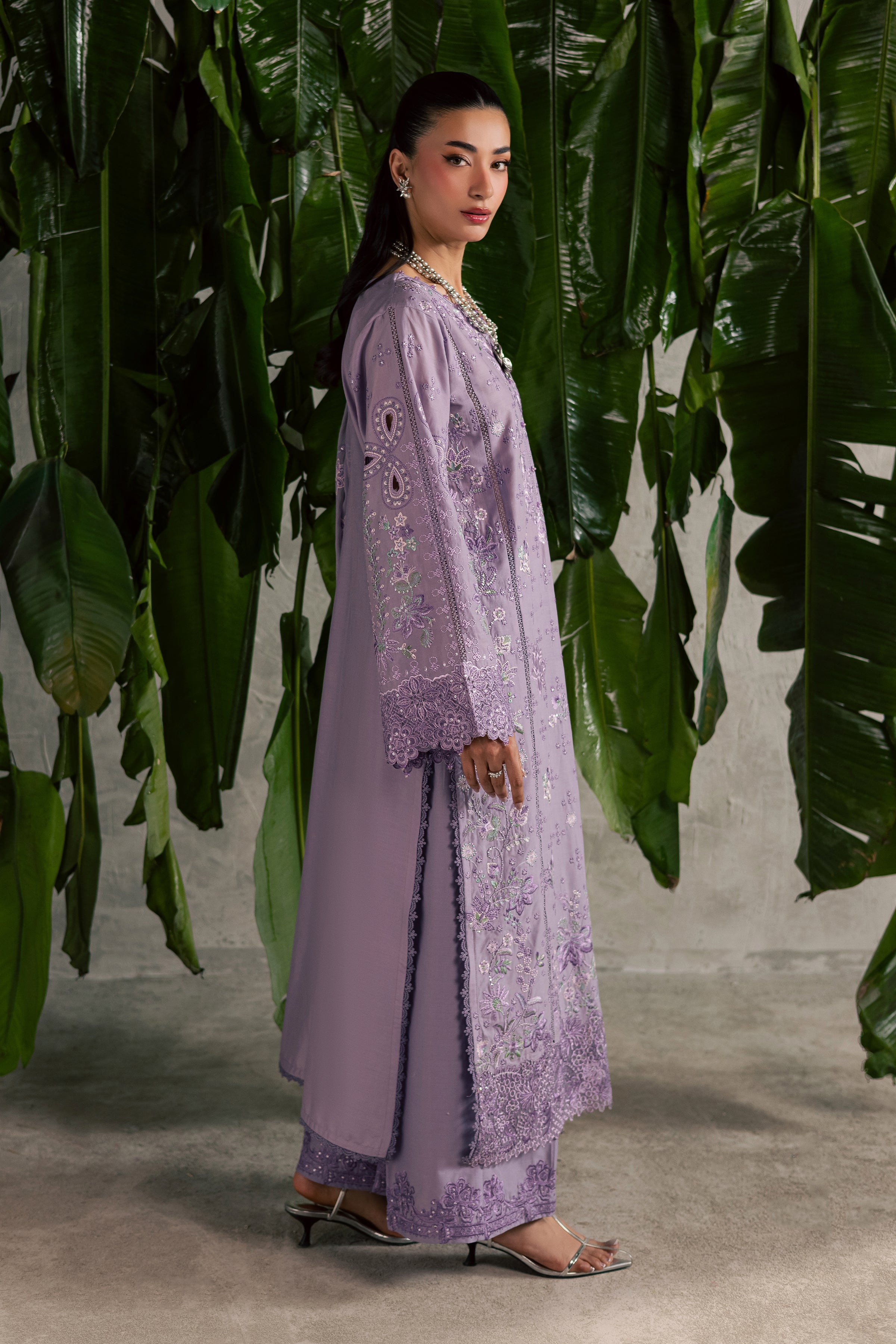 Lavena 3Pc - Festive Embroidered Lawn BATIKEID2026 BATIK XS / Lilac / Pima Lawn-S / Lilac / Pima Lawn-M / Lilac / Pima Lawn-L / Lilac / Pima Lawn-XL / Lilac / Pima Lawn