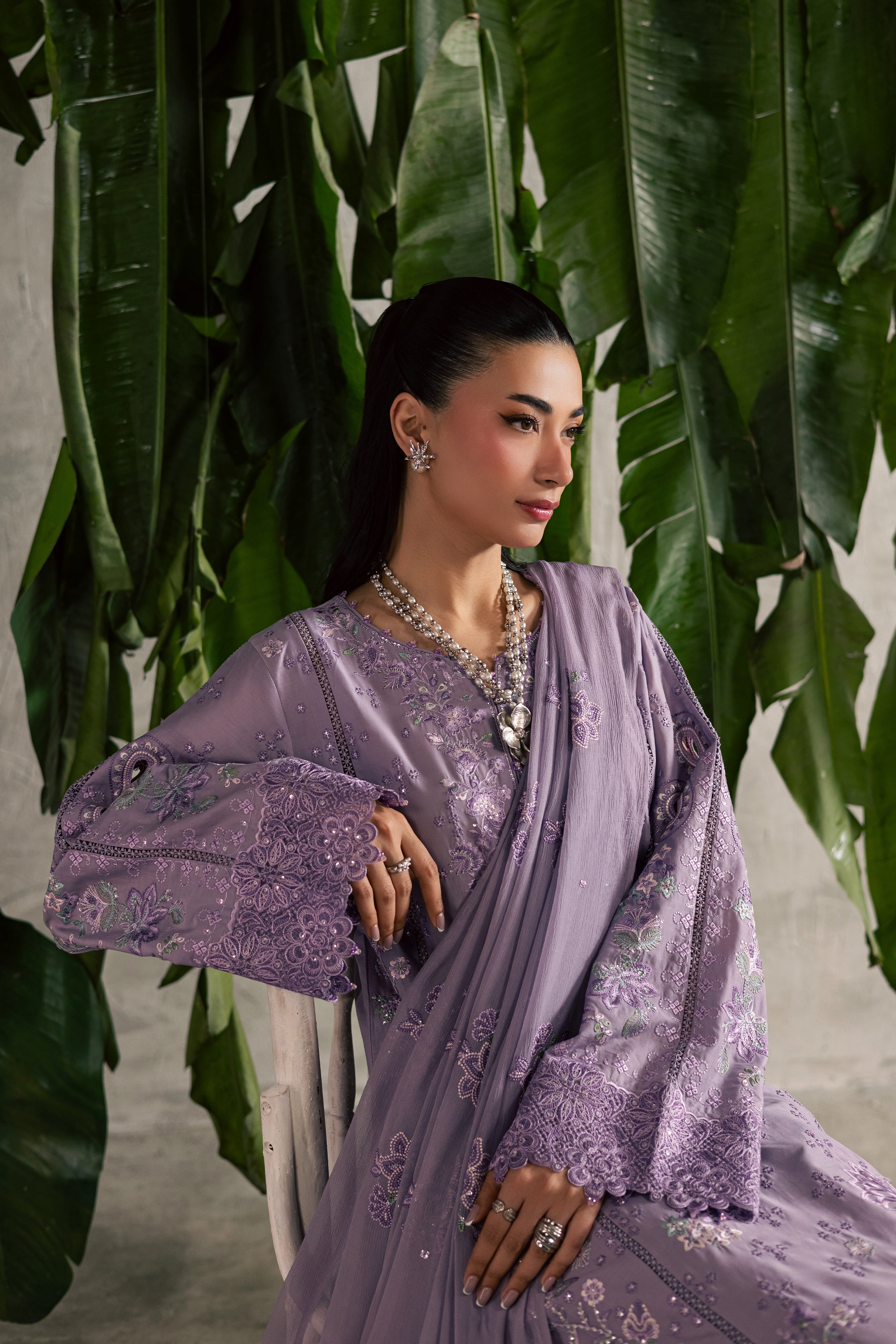 Lavena 3Pc - Festive Embroidered Lawn BATIKEID2026 BATIK XS / Lilac / Pima Lawn-S / Lilac / Pima Lawn-M / Lilac / Pima Lawn-L / Lilac / Pima Lawn-XL / Lilac / Pima Lawn