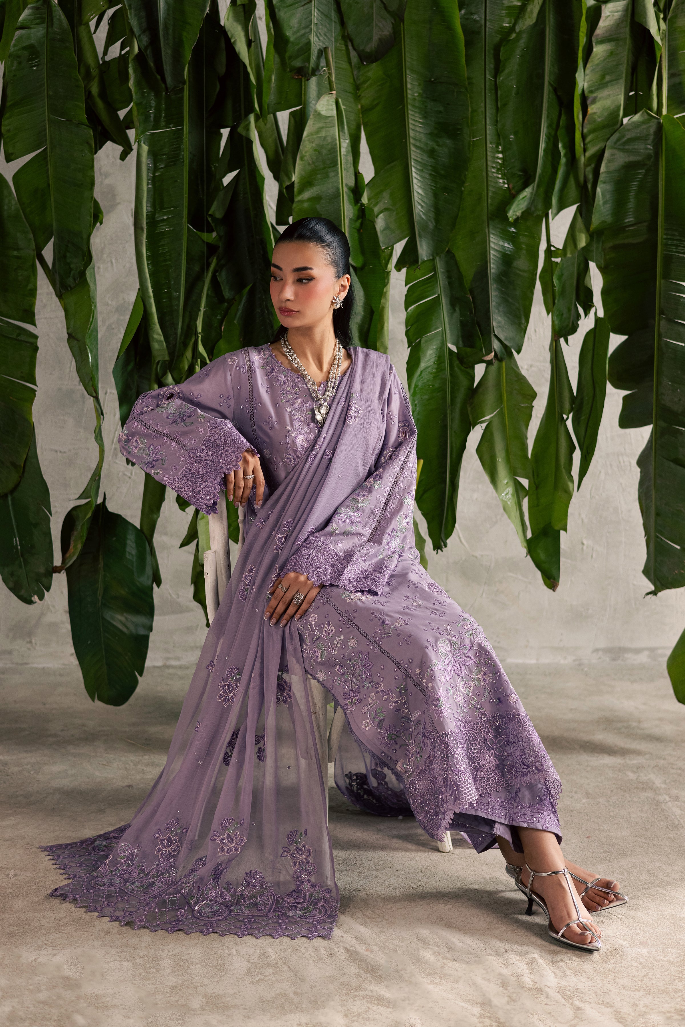 Lavena 3Pc - Festive Embroidered Lawn BATIKEID2026 BATIK XS / Lilac / Pima Lawn-S / Lilac / Pima Lawn-M / Lilac / Pima Lawn-L / Lilac / Pima Lawn-XL / Lilac / Pima Lawn