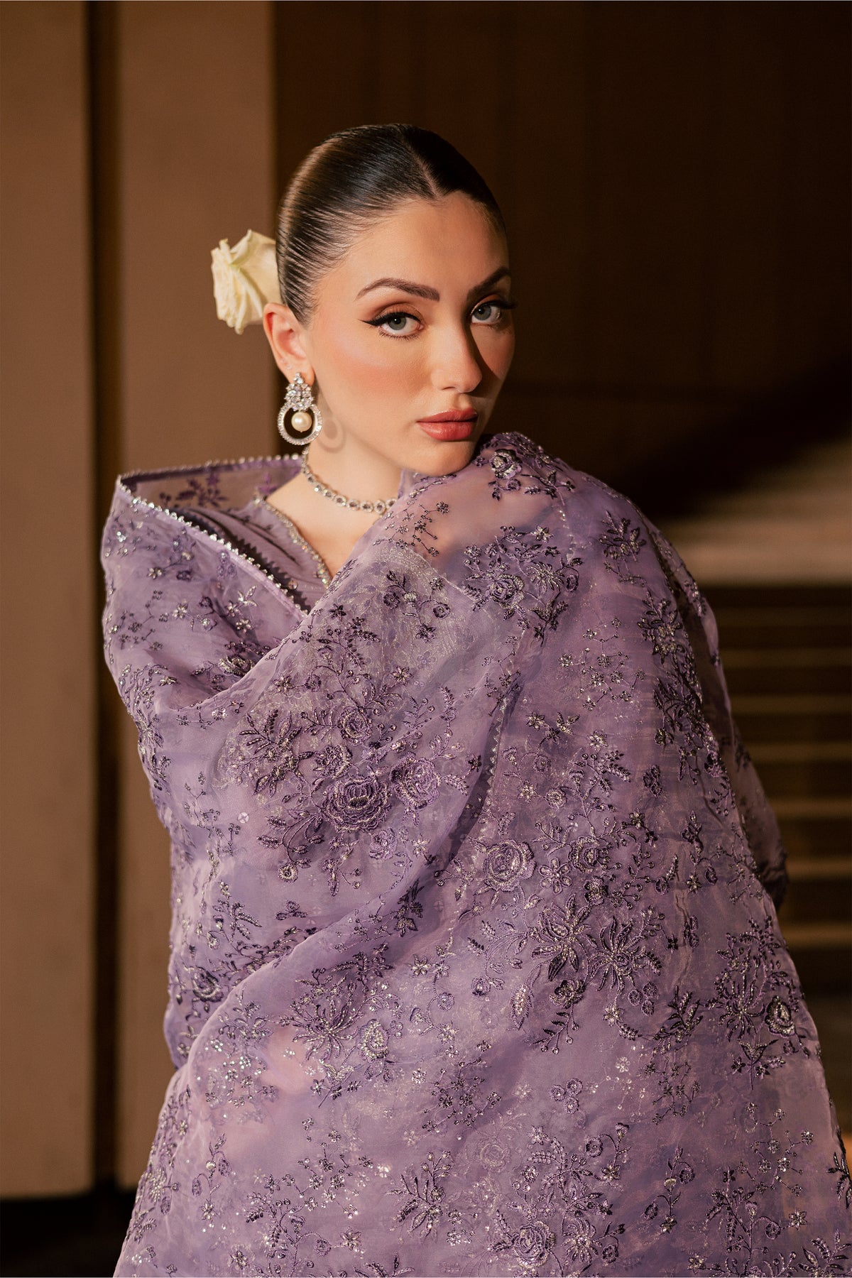 Lavender Zale 3Pc - Festive Luxe Pret BATIKLUXOCT26 BATIK XS / Lavender / Zari Crinkle