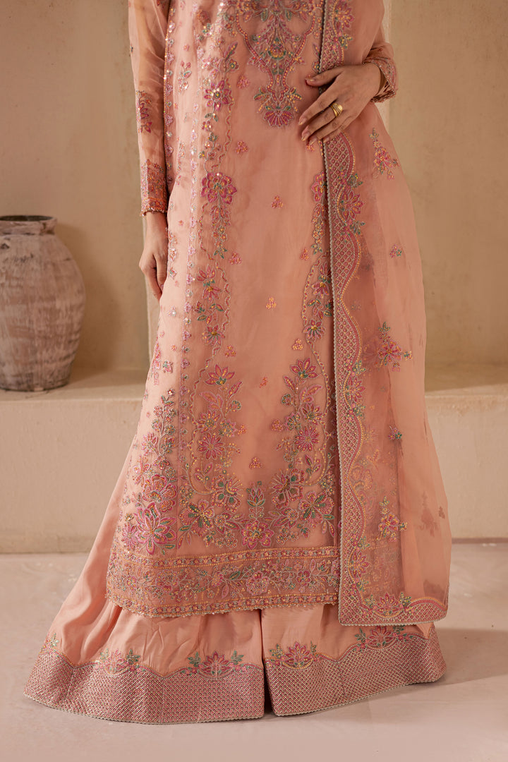 Leela 3Pc - Embroidered Luxe Pret BATIKLuxePRET2025  BATIK   XS / Peachie Pink / Organza & Raw Silk-S / Peachie Pink / Organza & Raw Silk-M / Peachie Pink / Organza & Raw Silk-L / Peachie Pink / Organza & Raw Silk-XL / Peachie Pink / Organza & Raw Silk