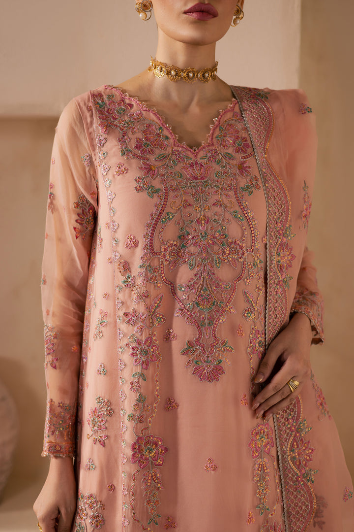 Leela 3Pc - Embroidered Luxe Pret BATIKLuxePRET2025  BATIK   XS / Peachie Pink / Organza & Raw Silk-S / Peachie Pink / Organza & Raw Silk-M / Peachie Pink / Organza & Raw Silk-L / Peachie Pink / Organza & Raw Silk-XL / Peachie Pink / Organza & Raw Silk