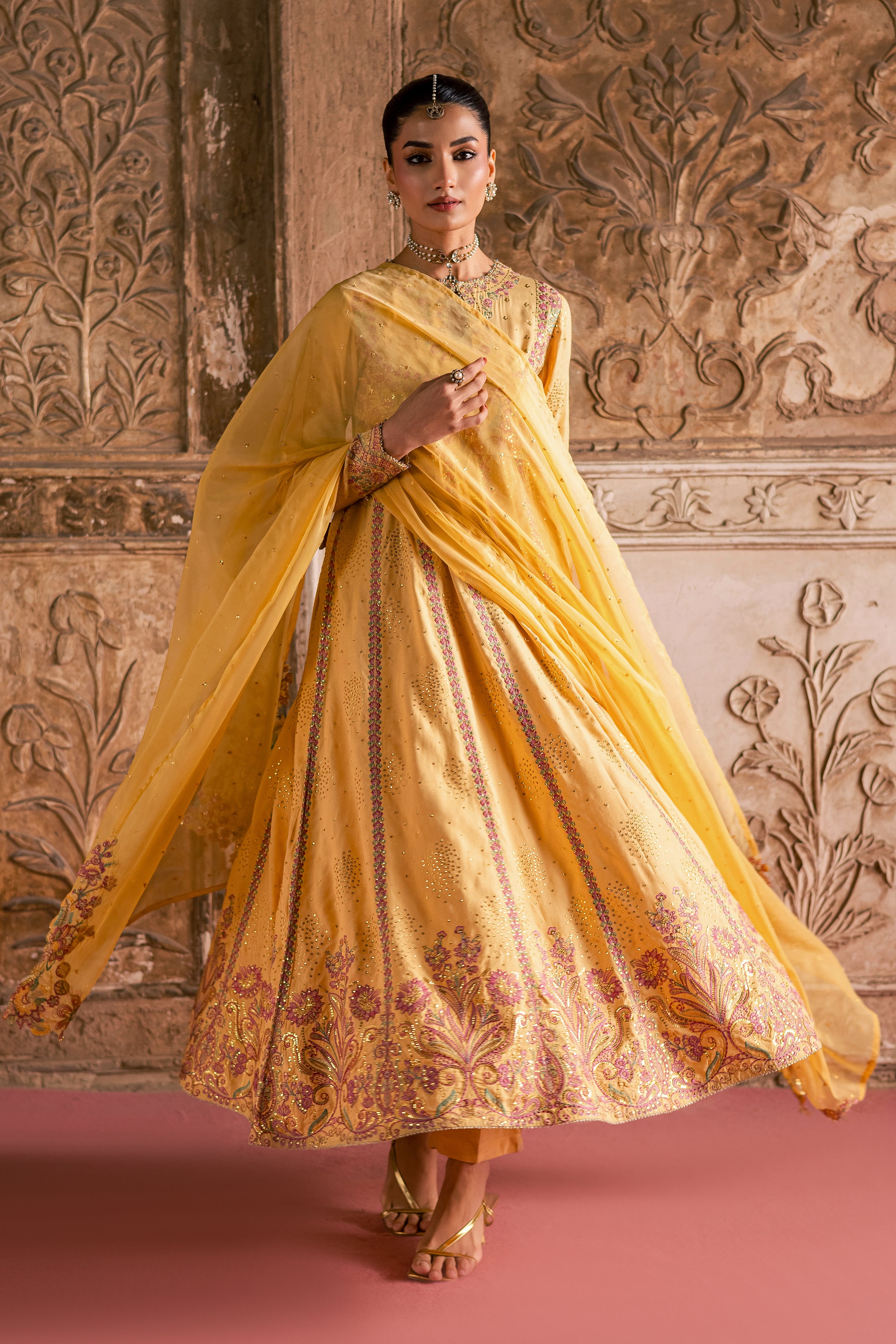 Lehar 3Pc- Festive Luxe Pret BATIKLuxePRET BATIK XS / Pale Yellow / Raw Silk-S / Pale Yellow / Raw Silk-M / Pale Yellow / Raw Silk-L / Pale Yellow / Raw Silk-XL / Pale Yellow / Raw Silk