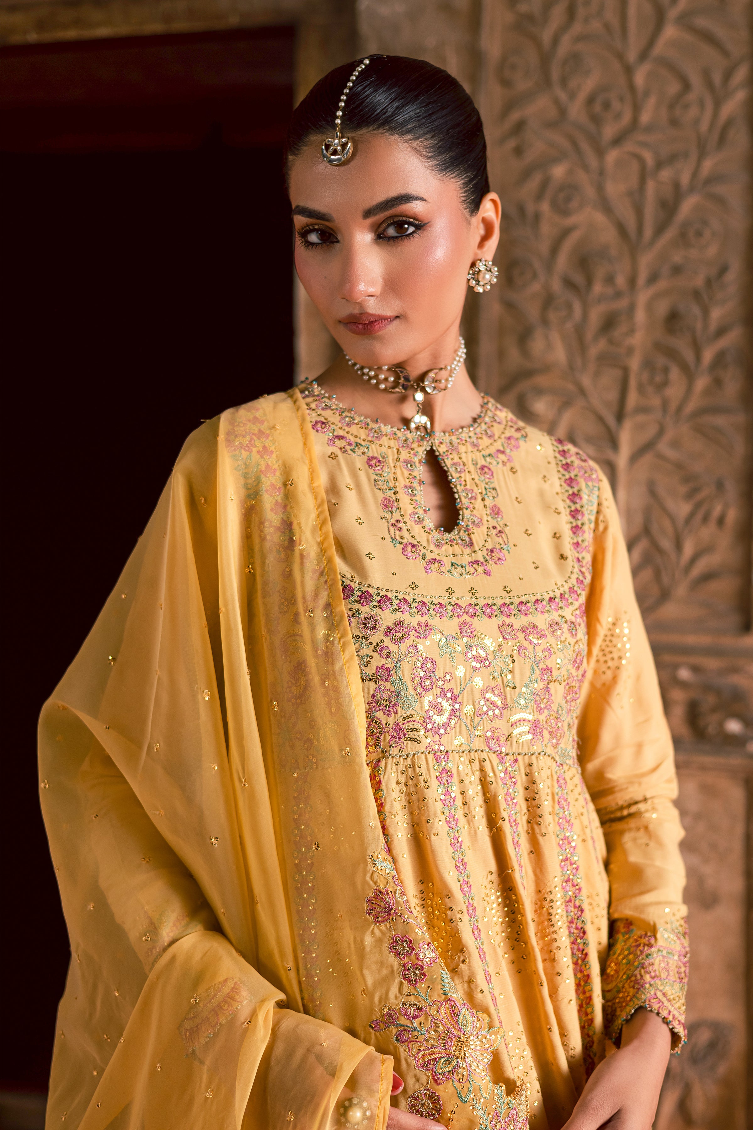 Lehar 3Pc- Festive Luxe Pret BATIKLuxePRET BATIK XS / Pale Yellow / Raw Silk-S / Pale Yellow / Raw Silk-M / Pale Yellow / Raw Silk-L / Pale Yellow / Raw Silk-XL / Pale Yellow / Raw Silk