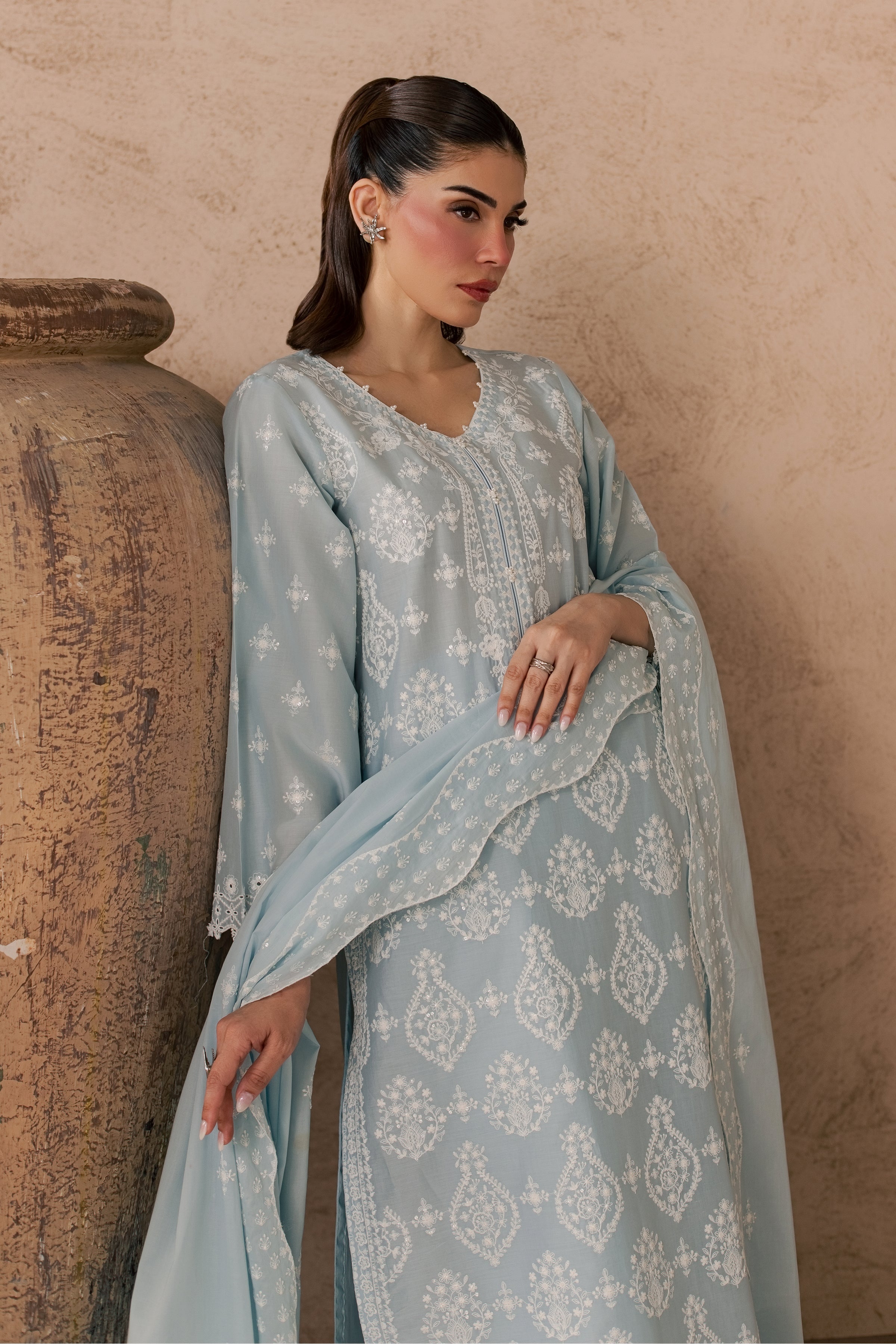Leon 3Pc - Embroidered Lawn Dress EverydayEdit26 BATIK XS / Blue / Pima Lawn-S / Blue / Pima Lawn-M / Blue / Pima Lawn-L / Blue / Pima Lawn-XL / Blue / Pima Lawn