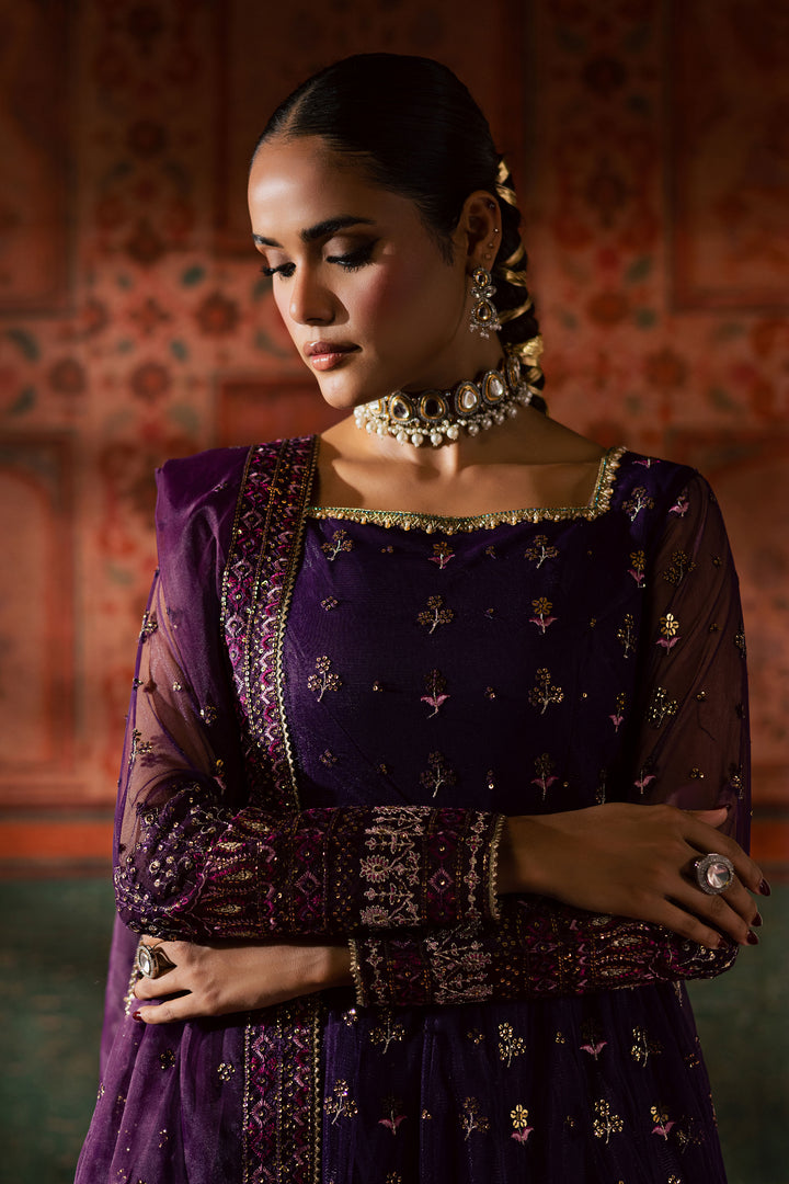 Leya 3Pc - Luxury Wedding Frock BATIKLuxePRET2025  BATIK   S / Plum / Raw Silk & Net-M / Plum / Raw Silk & Net-L / Plum / Raw Silk & Net