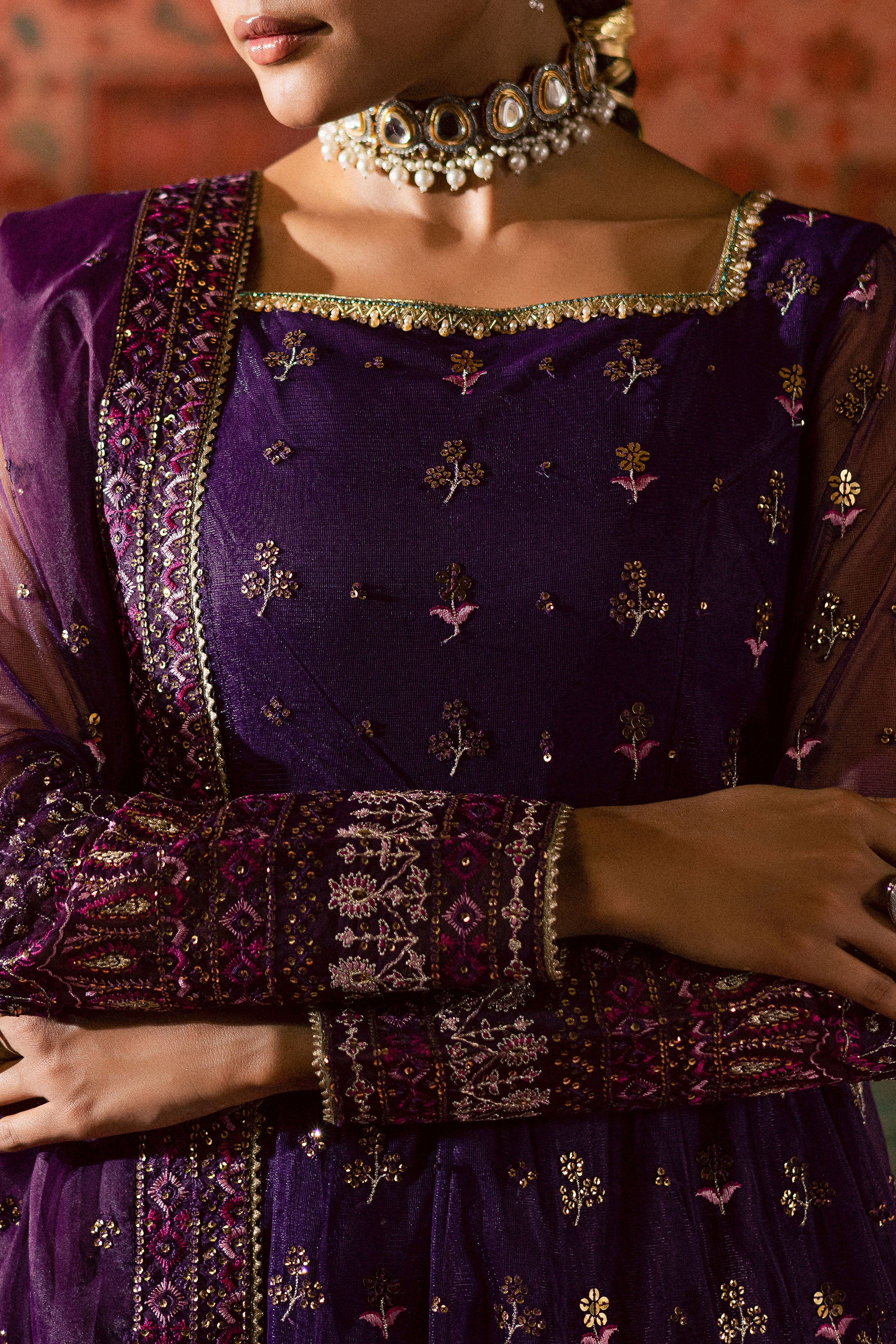 Leya 3Pc - Luxury Wedding Frock BATIKLuxePRET2025 BATIK S / Plum / Raw Silk & Net-M / Plum / Raw Silk & Net-L / Plum / Raw Silk & Net