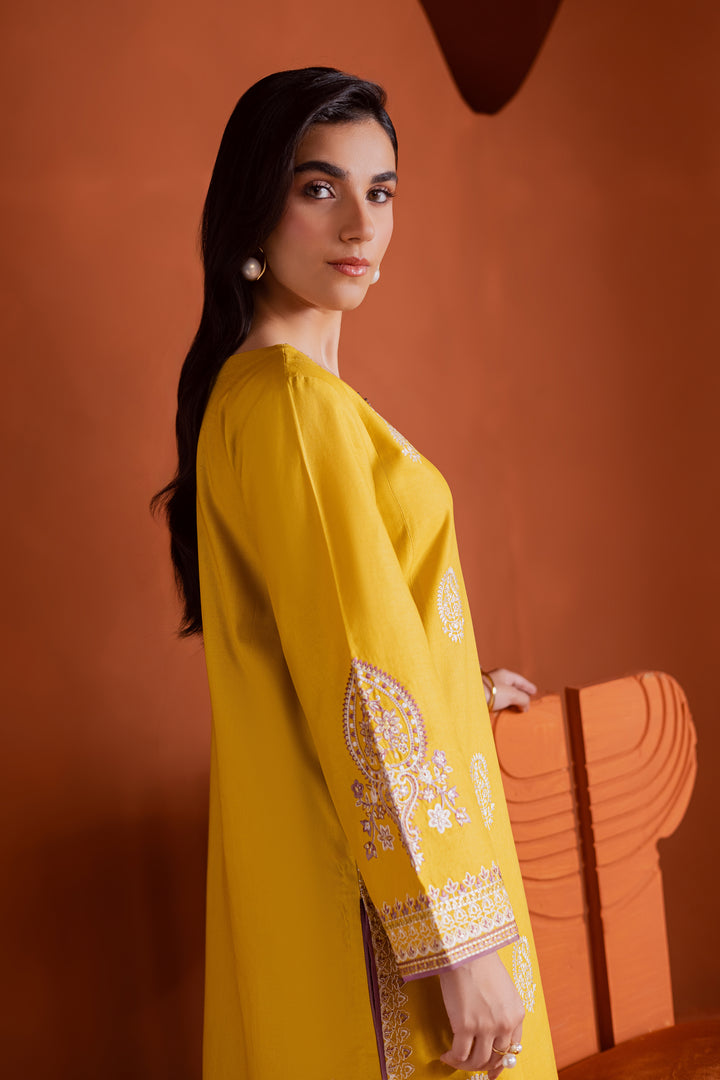 Lime 2Pc - Embroidered Khaddar Dress BATIK WINTER PRET 2025  BATIK   XS / Lime Yellow / Khaddar-S / Lime Yellow / Khaddar-M / Lime Yellow / Khaddar-L / Lime Yellow / Khaddar-XL / Lime Yellow / Khaddar