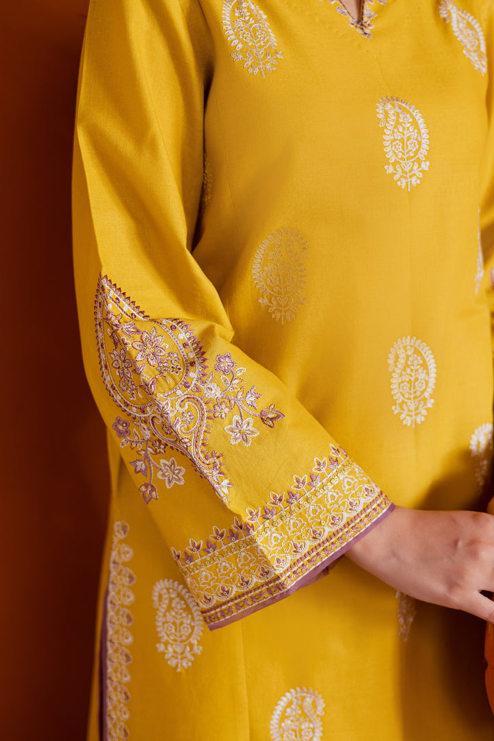 Lime 2Pc - Embroidered Khaddar Dress BATIK WINTER PRET 2025  BATIK   XS / Lime Yellow / Khaddar-S / Lime Yellow / Khaddar-M / Lime Yellow / Khaddar-L / Lime Yellow / Khaddar-XL / Lime Yellow / Khaddar