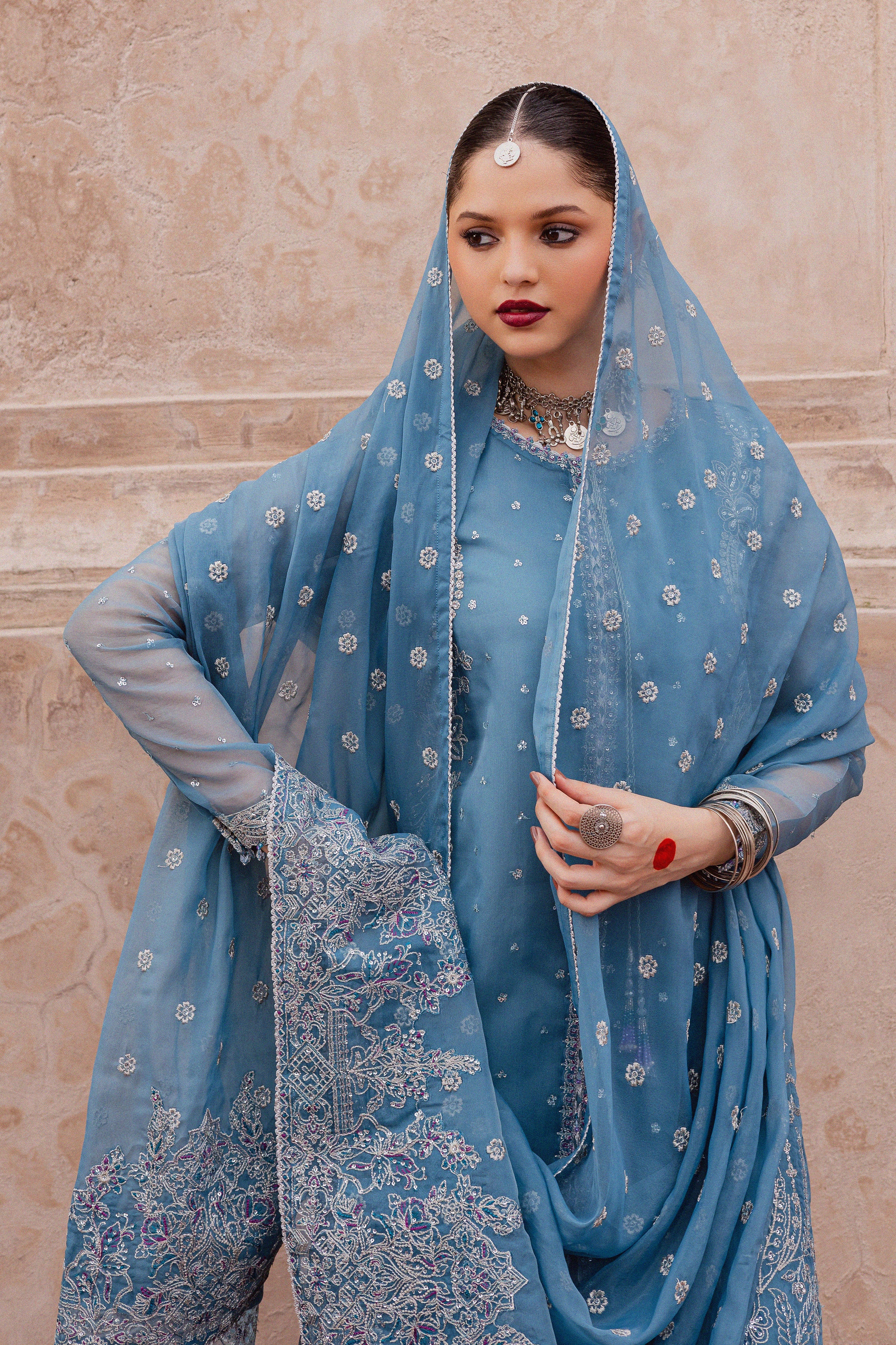 Liyana Lapis 3Pc - Festive Luxe Pret BATIKLuxePRET BATIK XS / Stone Blue / Organza & Raw Silk-S / Stone Blue / Organza & Raw Silk-M / Stone Blue / Organza & Raw Silk-L / Stone Blue / Organza & Raw Silk-XL / Stone Blue / Organza & Raw Silk