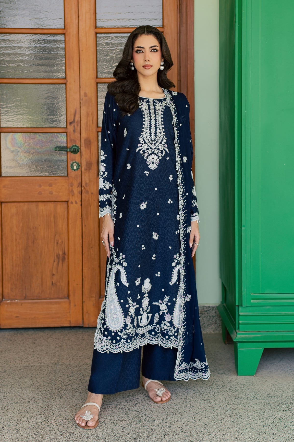Maahe 3Pc - Embroidered Karandi Pret PRETKARANDI2026 BATIK XS / Midnight Blue / Karandi